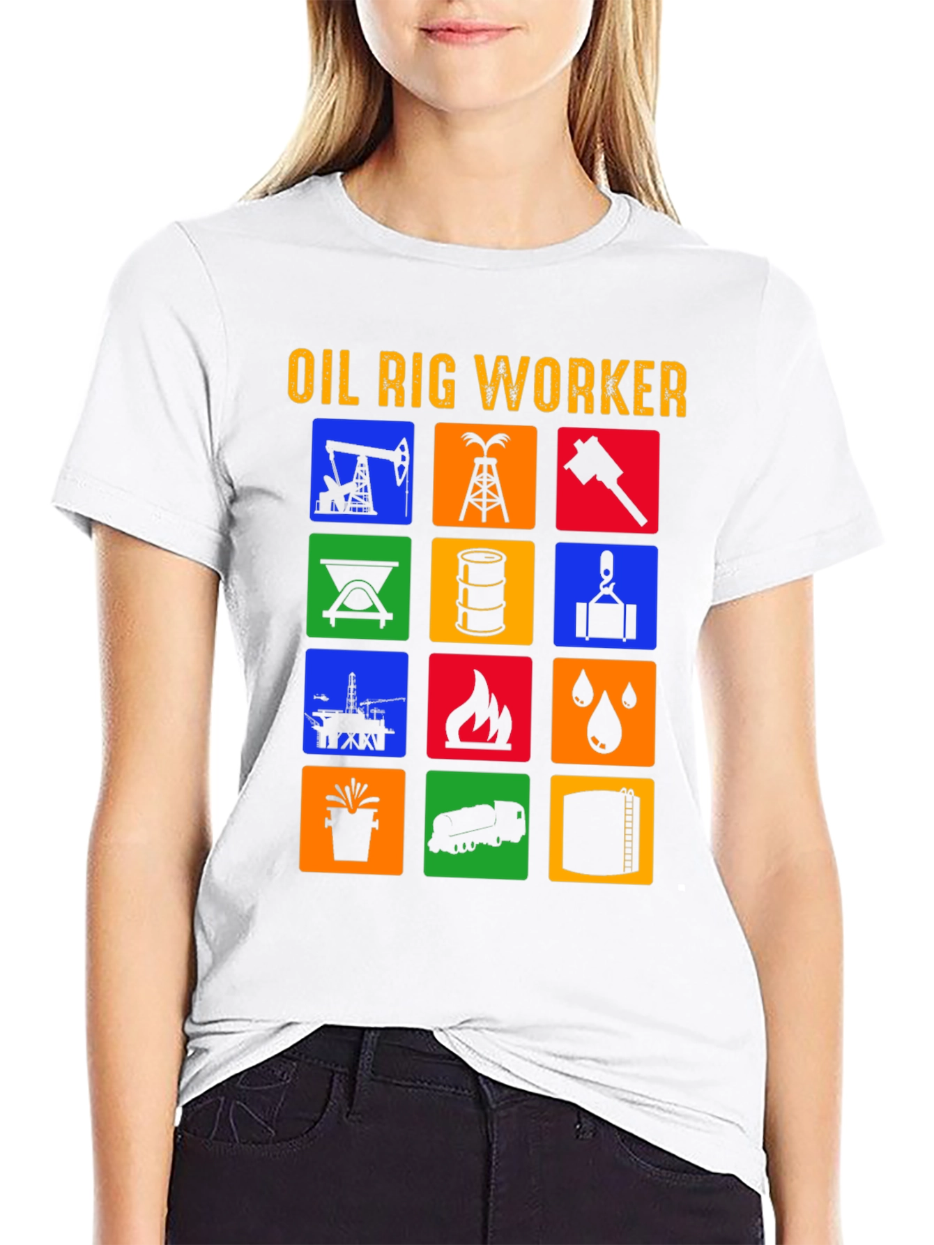 Black Oil Rig Worker Graphic Tee view 9