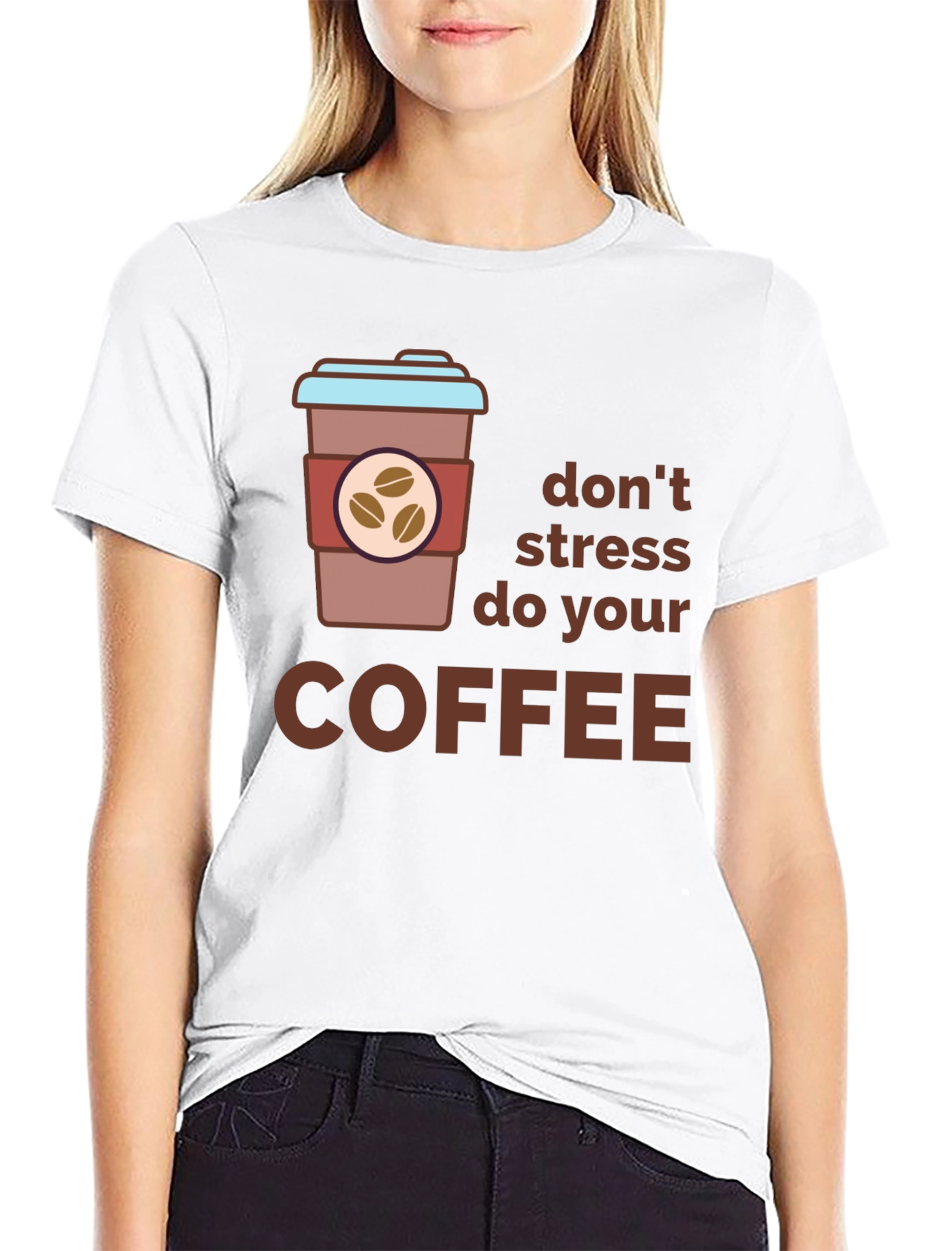 Black Don't Stress Do Coffee Black T-Shirt view 9