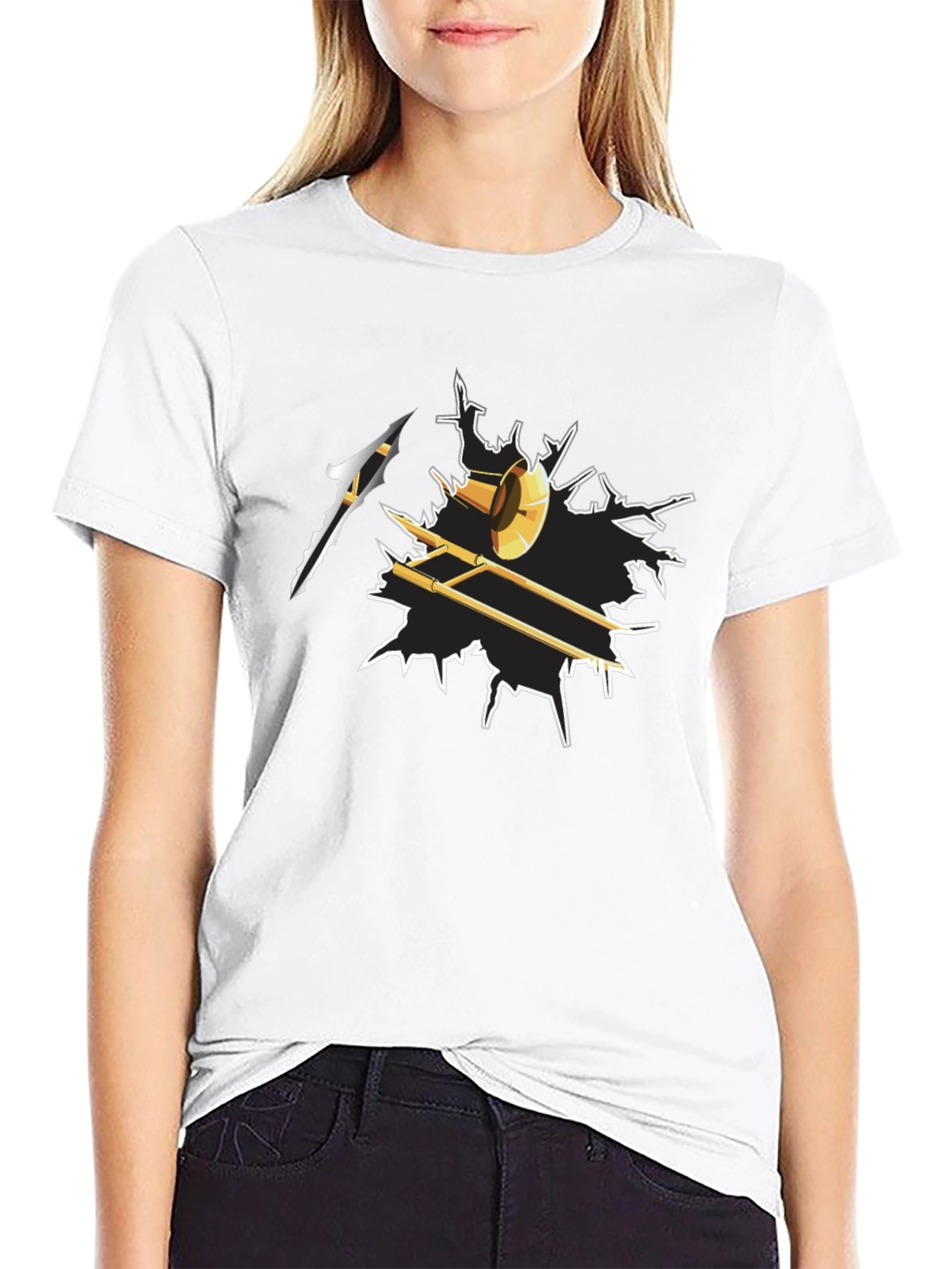 Black Trombone T-Shirt - Musician Gift view 9