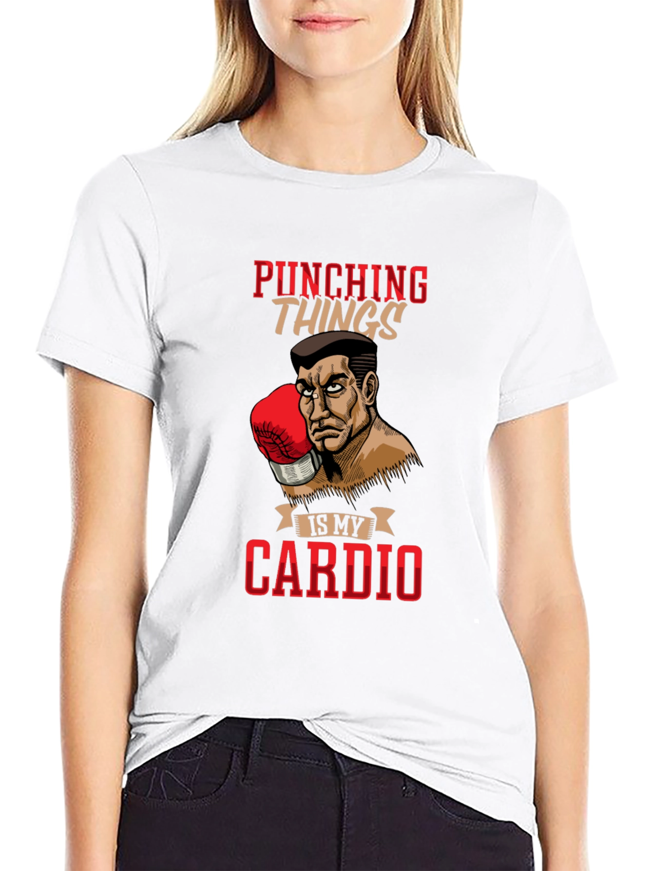 Black Punching Things Is My Cardio T-Shirt view 9