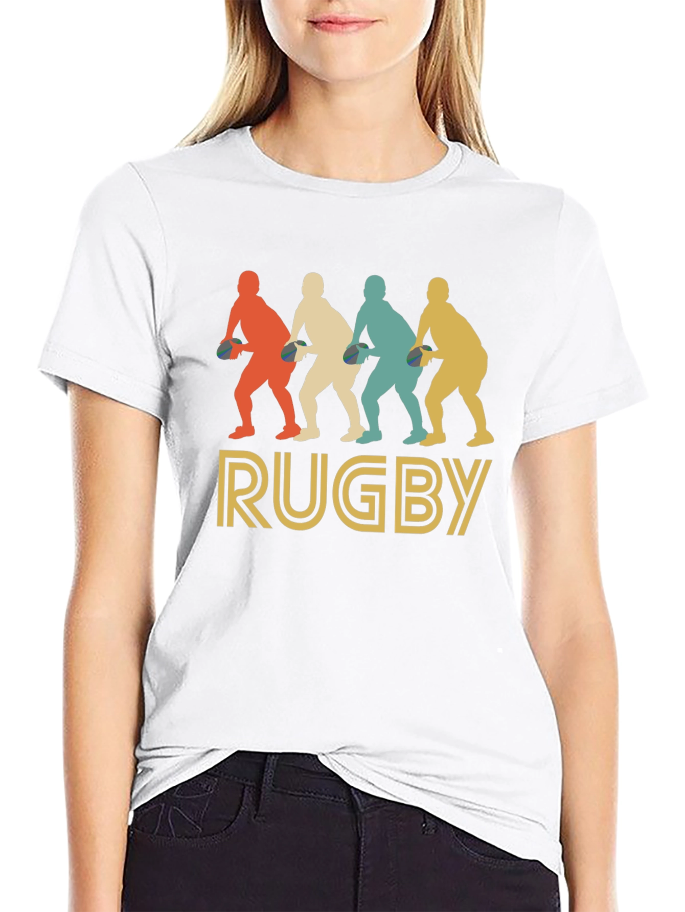 Black Vintage Rugby Player T-Shirt - Retro Style view 9