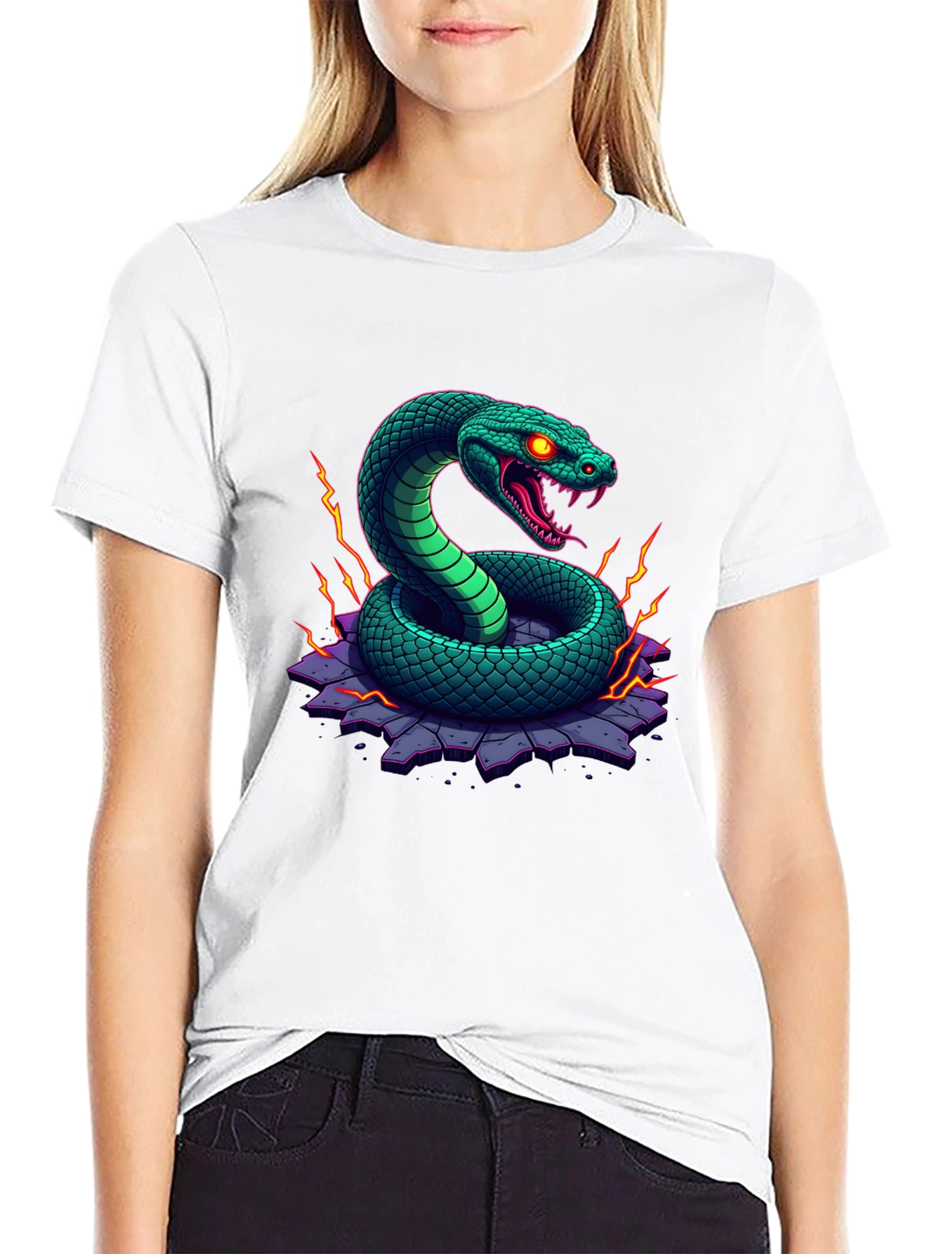 Black Men's Black Snake Graphic Tee view 9