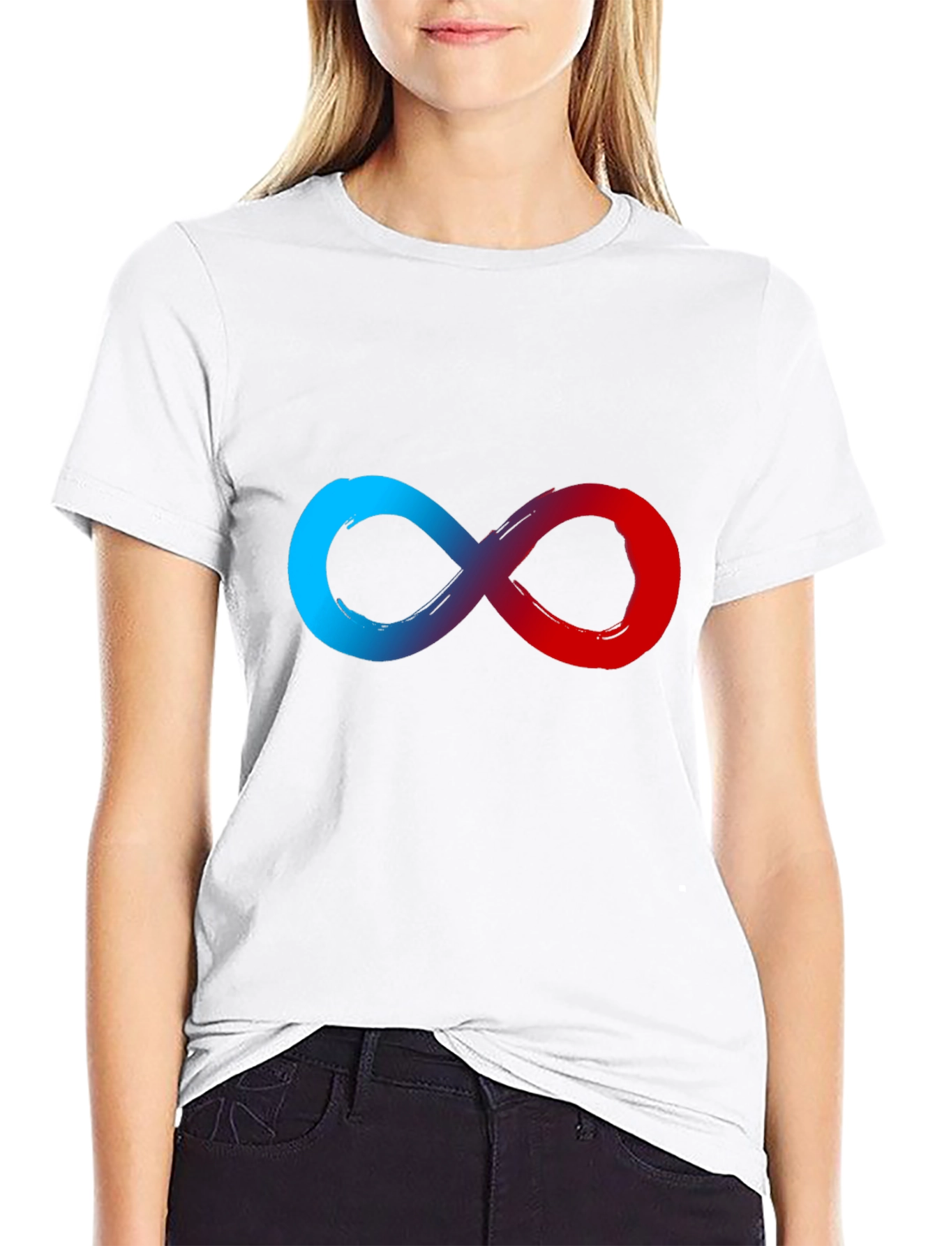 Black Infinity Symbol Graphic Tee - Soft Black Cotton Blend view 9