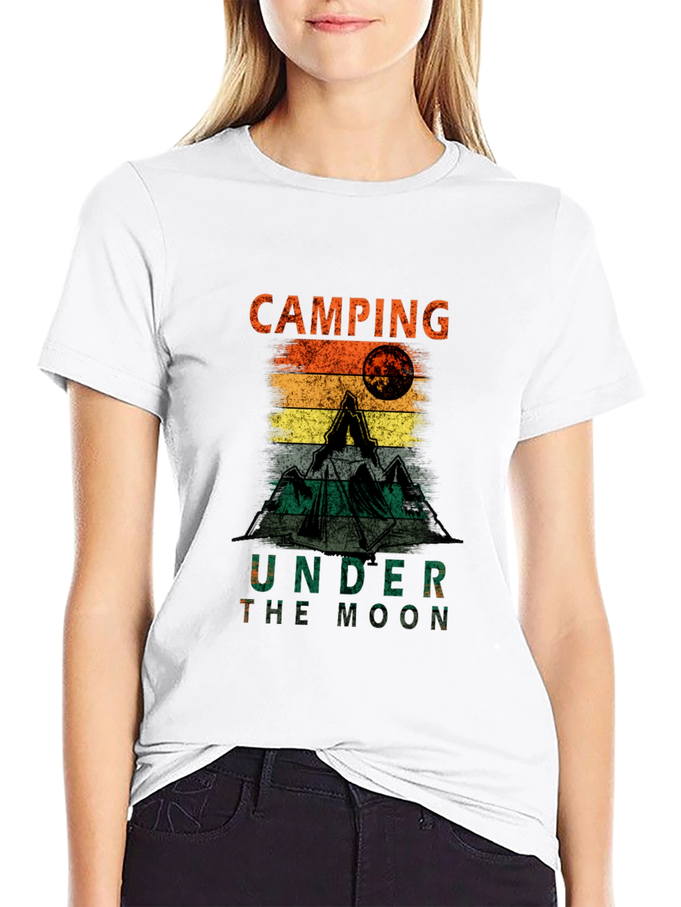 Black Camping Under The Moon T-Shirt view 9