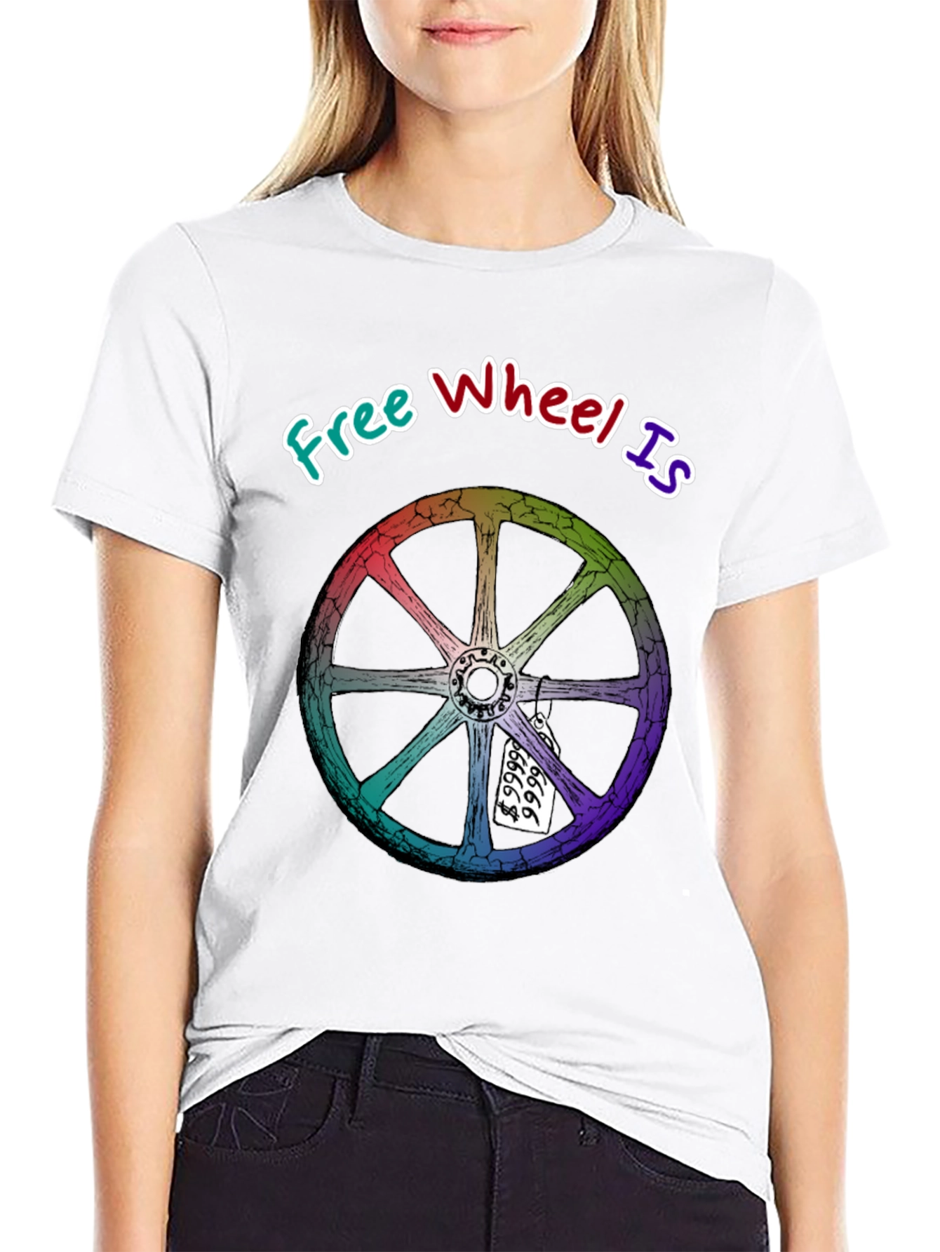Black Free Wheel Is Priceless Graphic T-Shirt view 9
