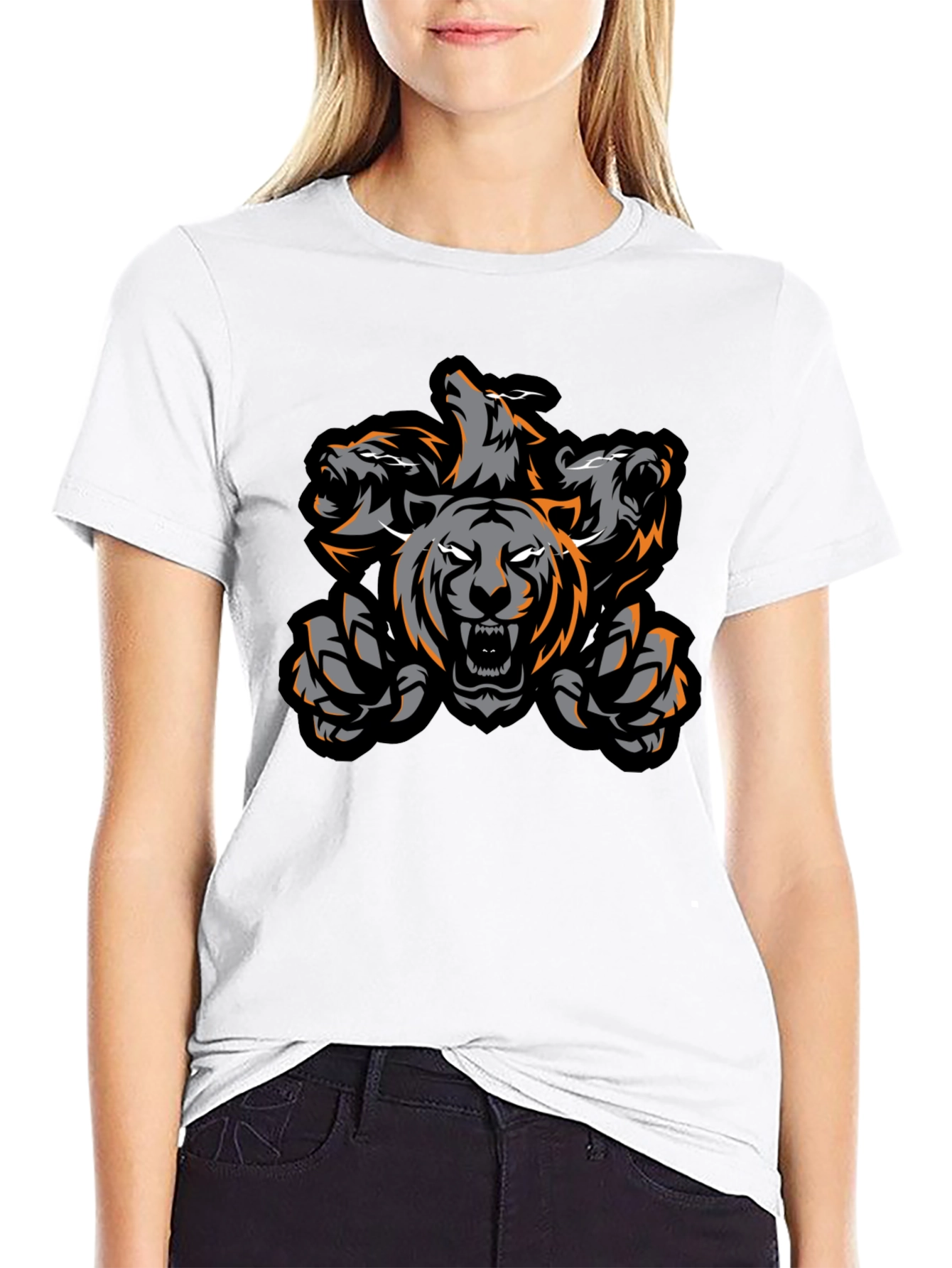Black Three-Headed Tiger Graphic Tee - Black view 9