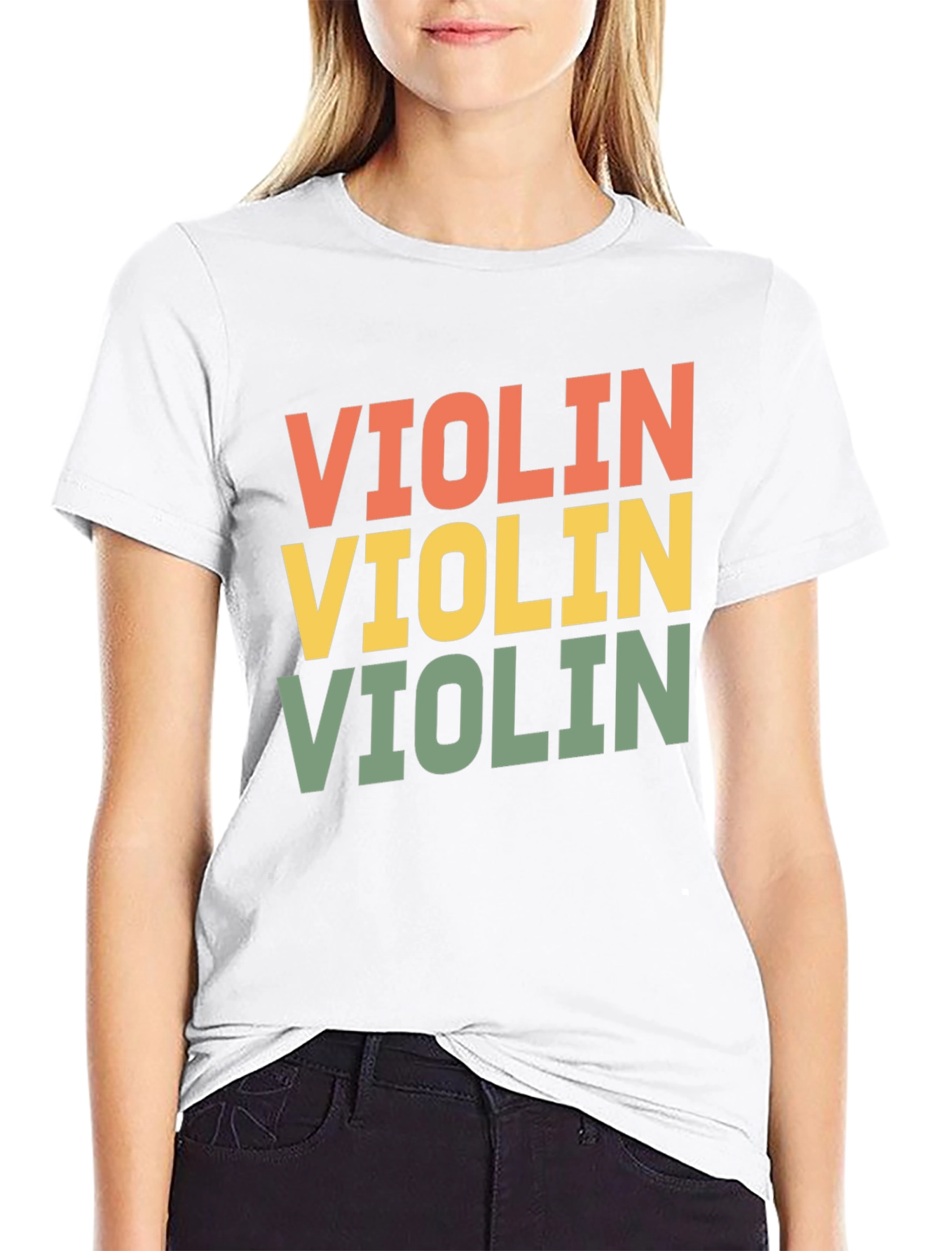 Black Retro Violin Graphic Tee view 9