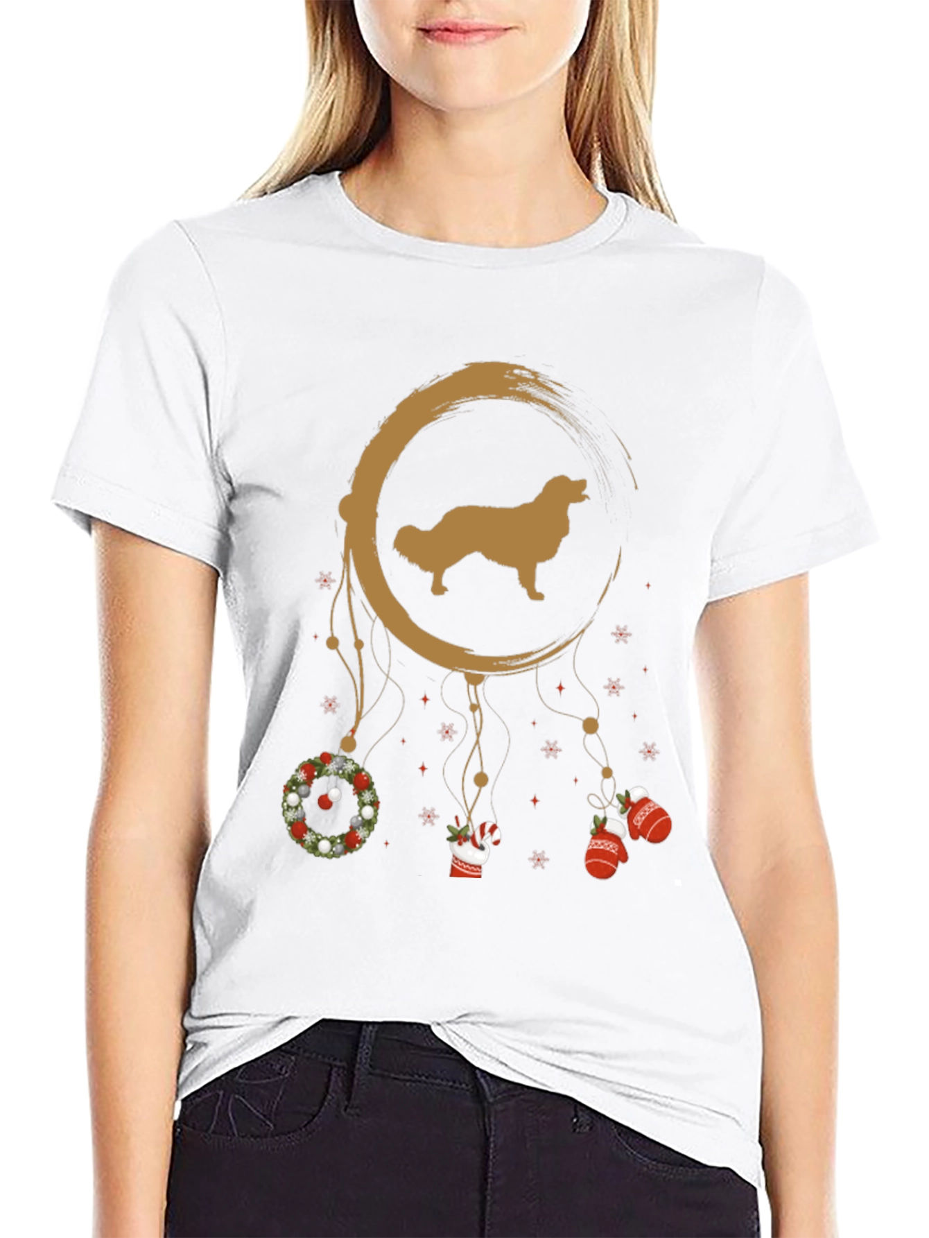 Black Golden Retriever Christmas Dreamcatcher T-Shirt view 9