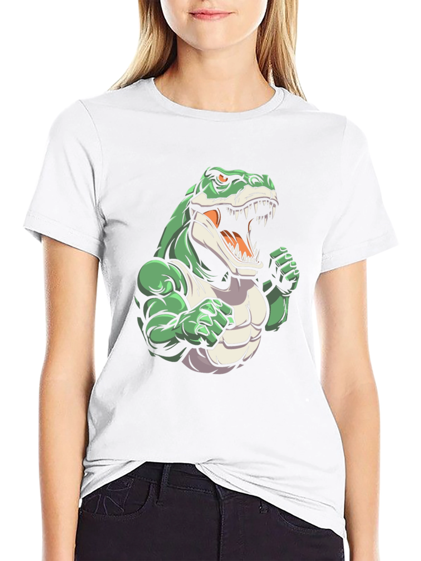 Black Dinosaur Gym T-Shirt - Cartoon Style view 9