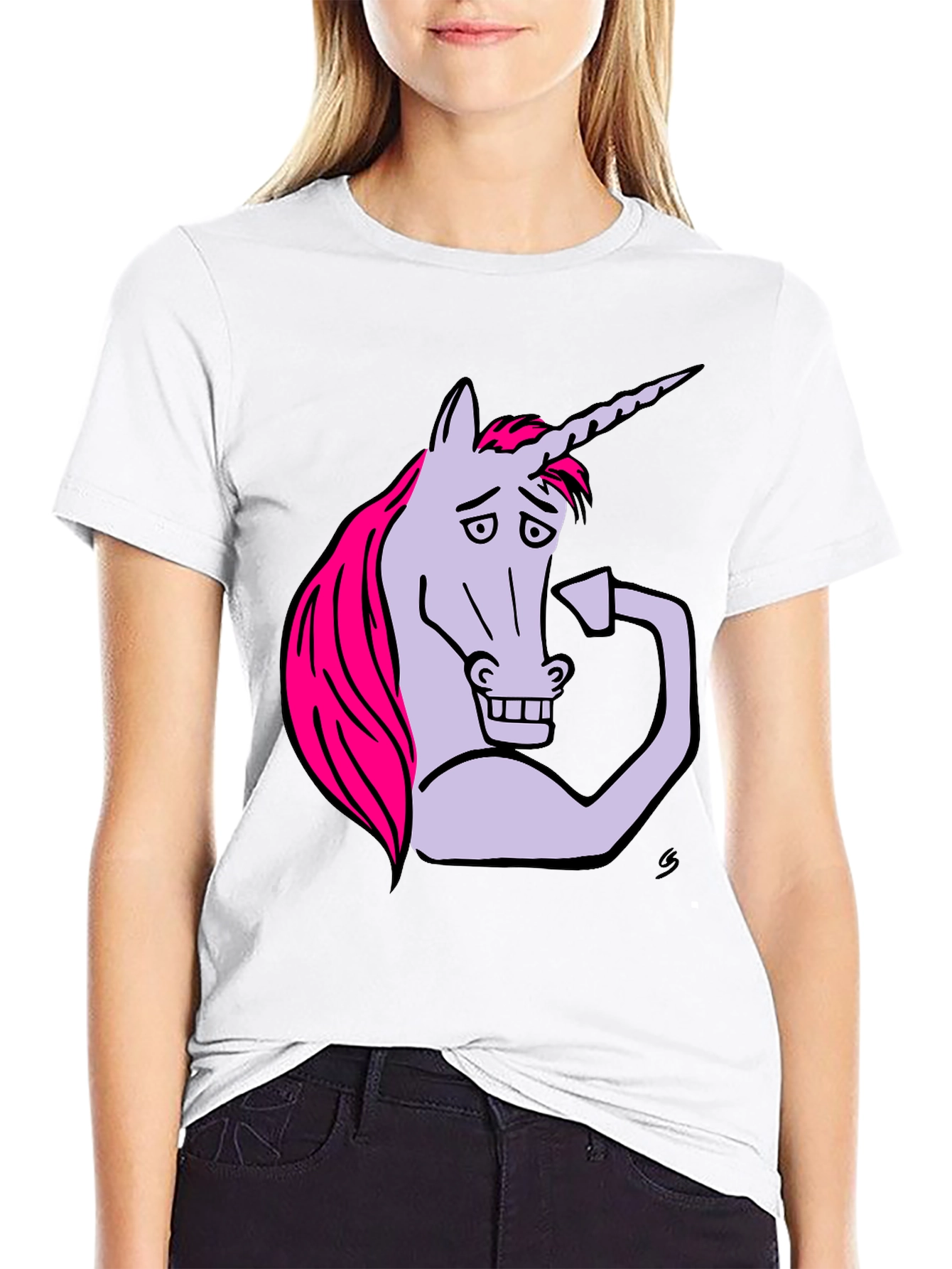 Black Funny Unicorn Flexing Bicep T-Shirt view 9
