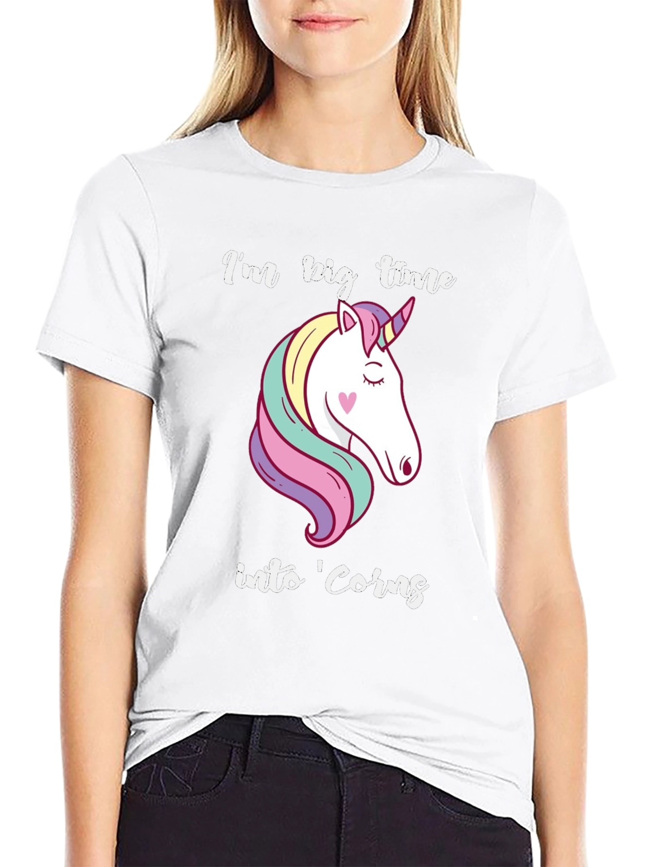 Black I'm Big Time Into 'Corns Unicorn T-Shirt view 9