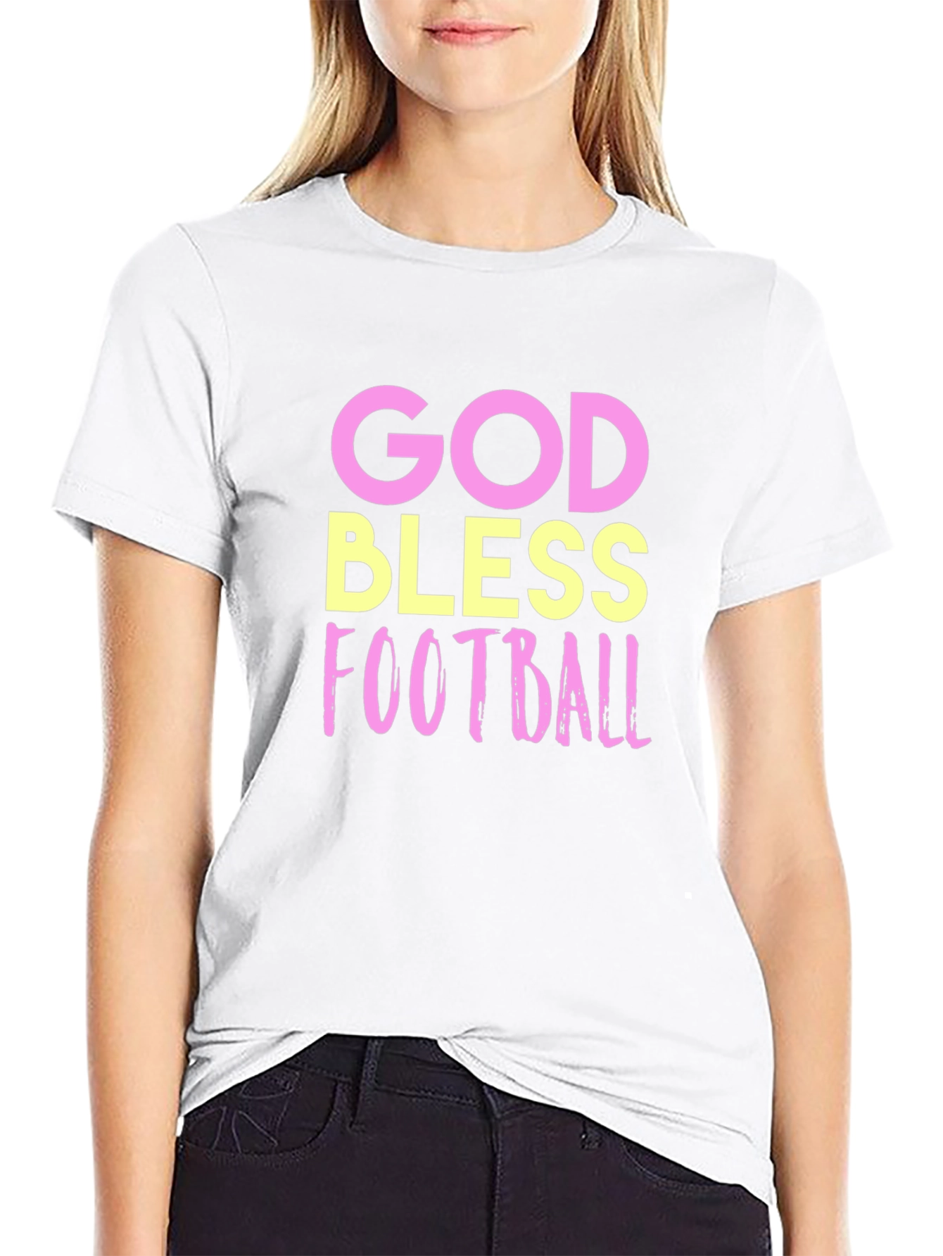 Black God Bless Football Graphic Tee - Soft Cotton Comfort view 9