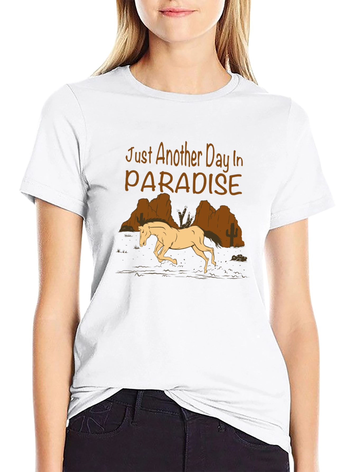 Black Paradise Horse Graphic Tee - Western Style Black T-Shirt view 9
