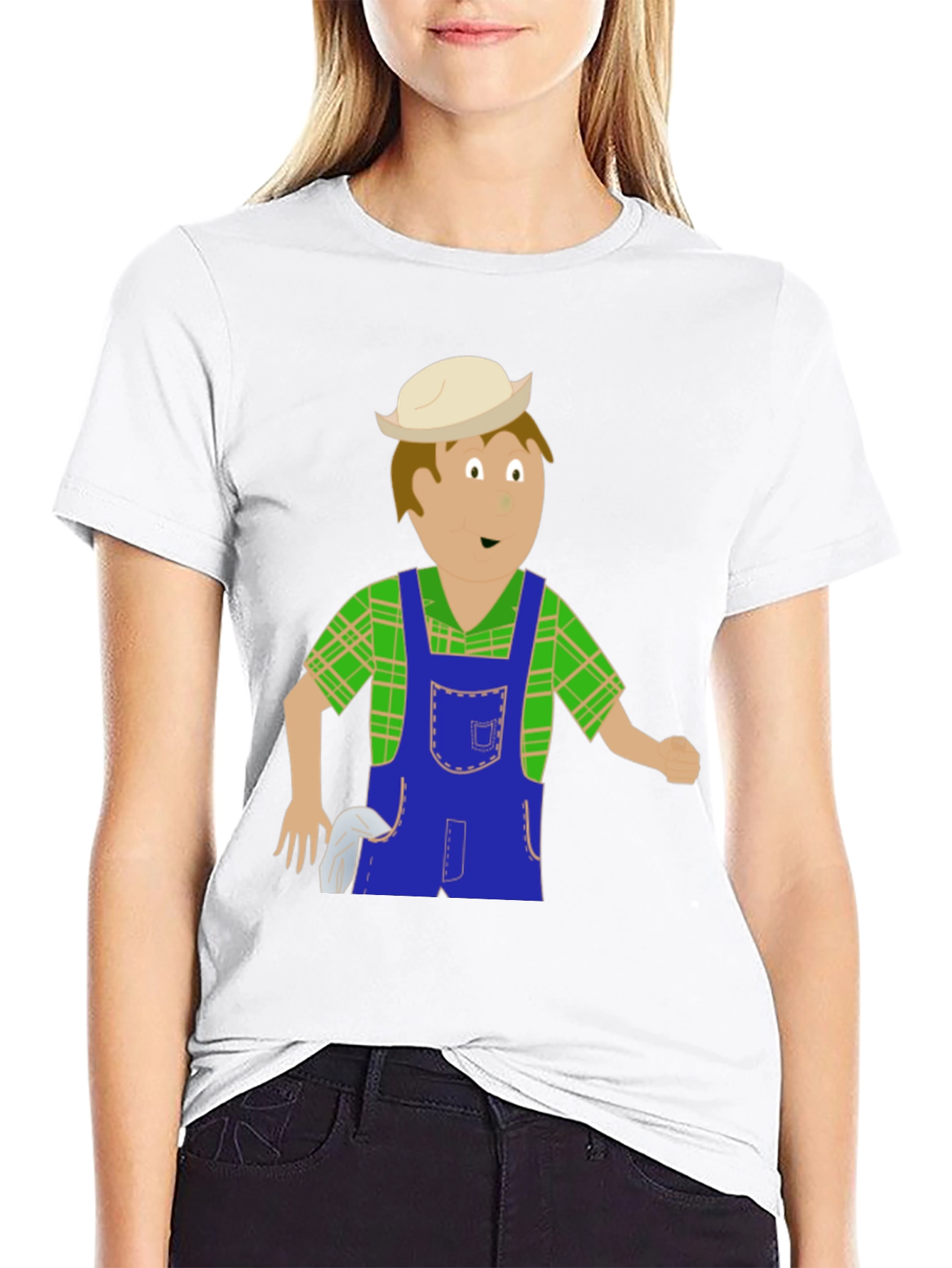 Black Cartoon Farmer Graphic Tee view 9