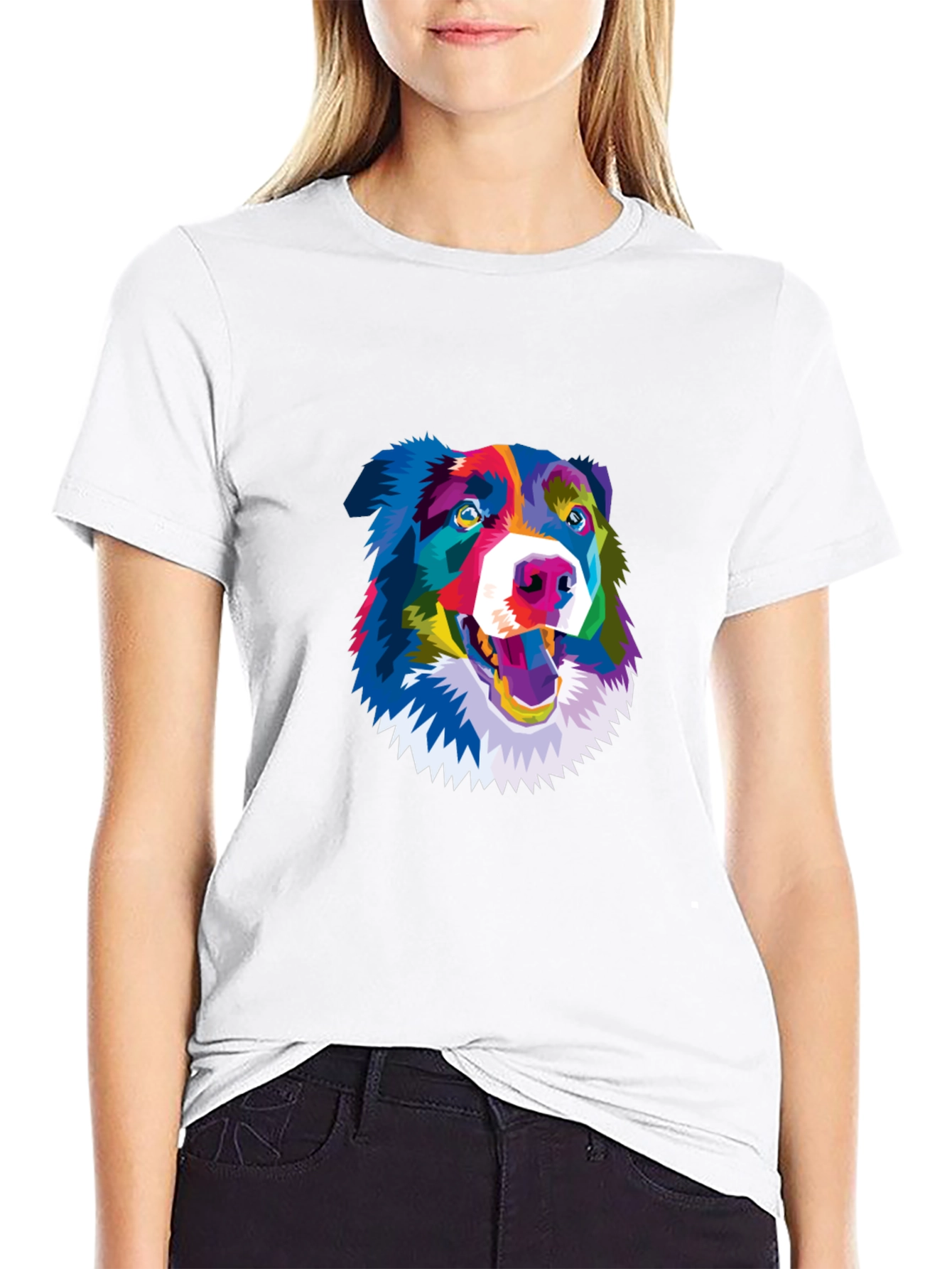 Black Colorful Dog Graphic Tee - Stylish Comfort view 9