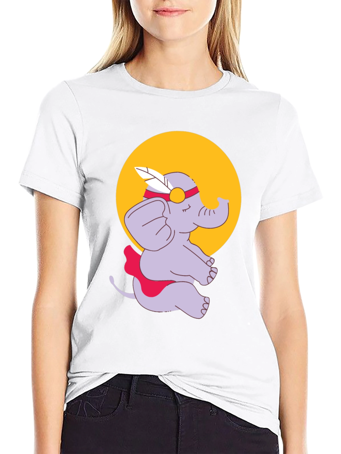 Black Elephant Cartoon T-Shirt - Black view 9