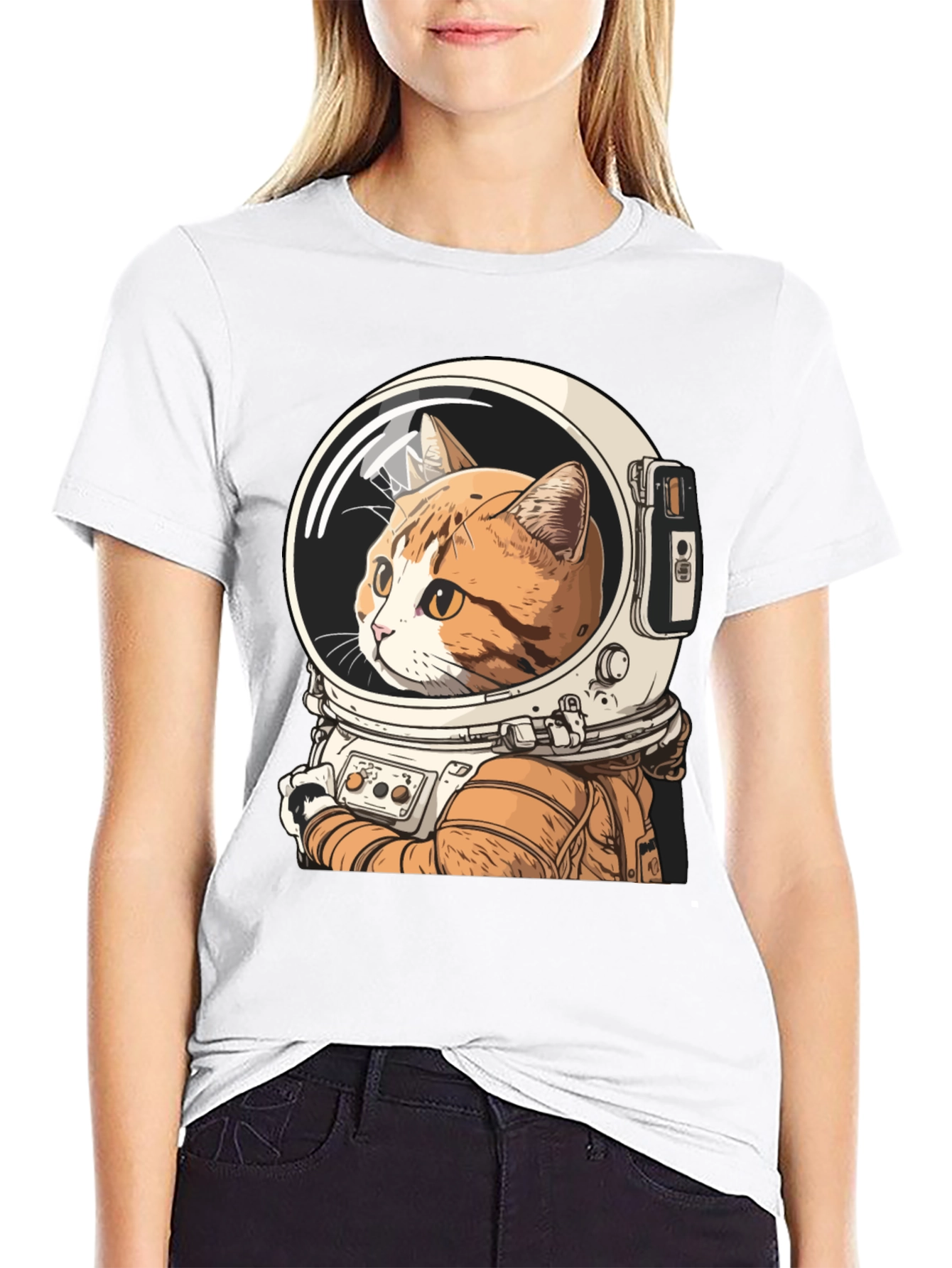 Black Cat Astronaut Graphic T-Shirt view 9