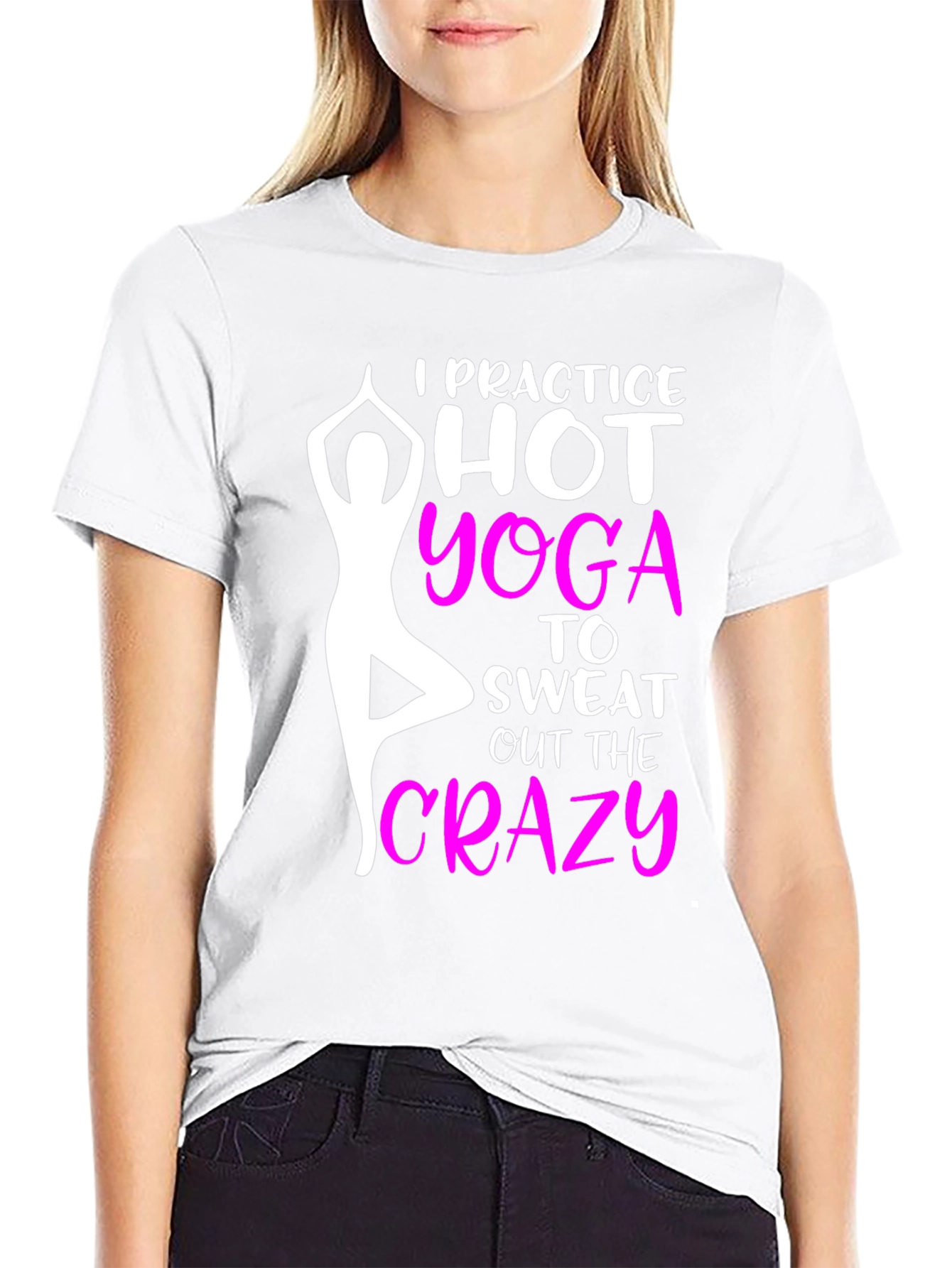 Black I Practice Hot Yoga Graphic T-Shirt view 9