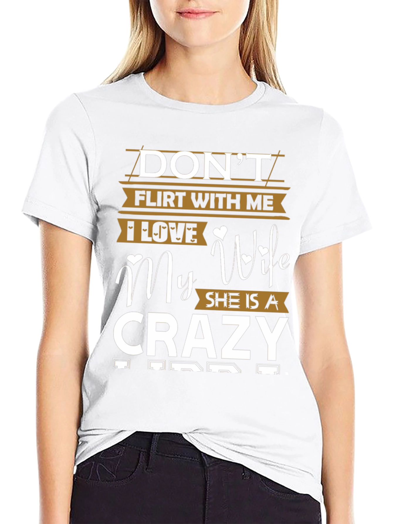 Black Don't Flirt With Me Crazy Wife Graphic Tee view 9