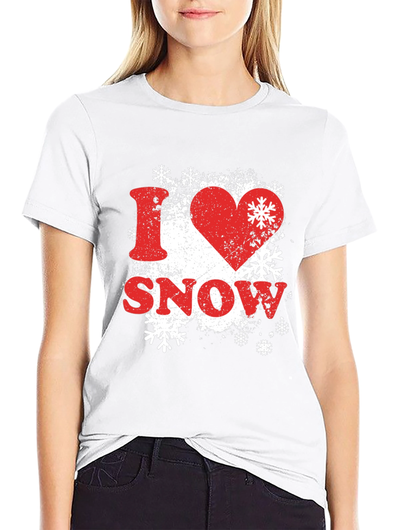 Black I Love Snow Graphic Tee Shirt - Black view 9