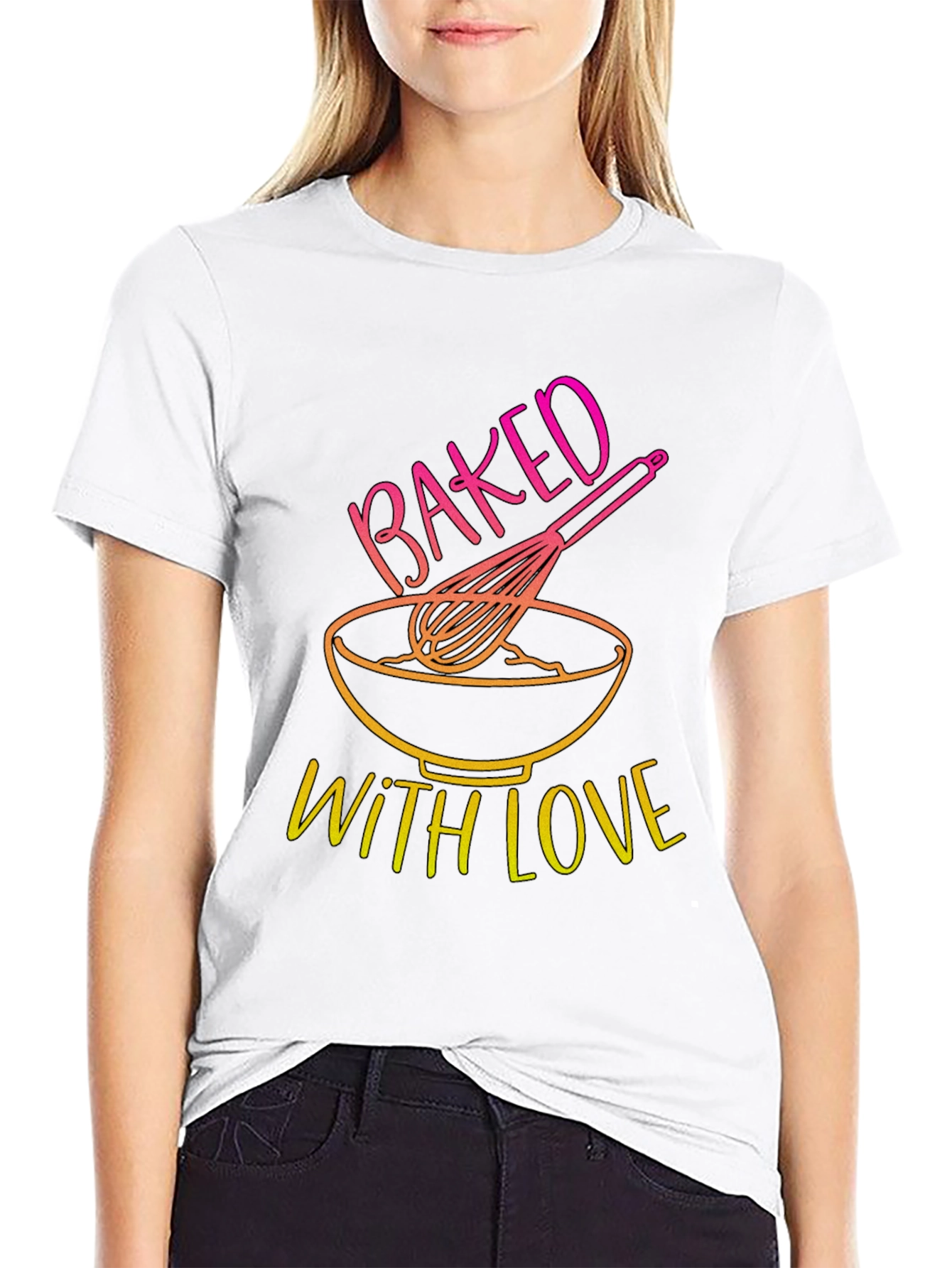 Black Baked With Love T-Shirt - Kitchen & Baking Design view 9