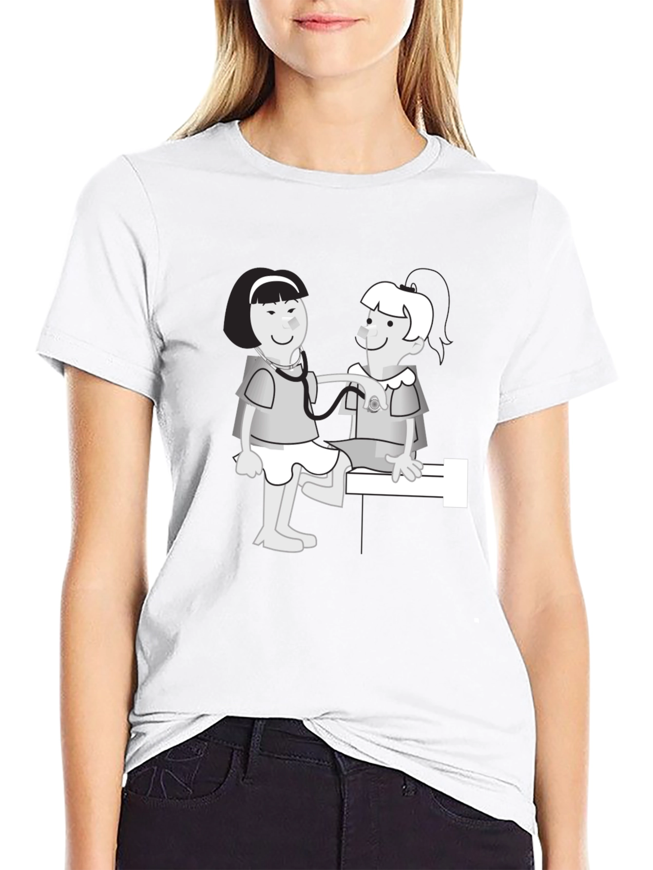 Black Cartoon Doctor Visit Graphic Tee view 9