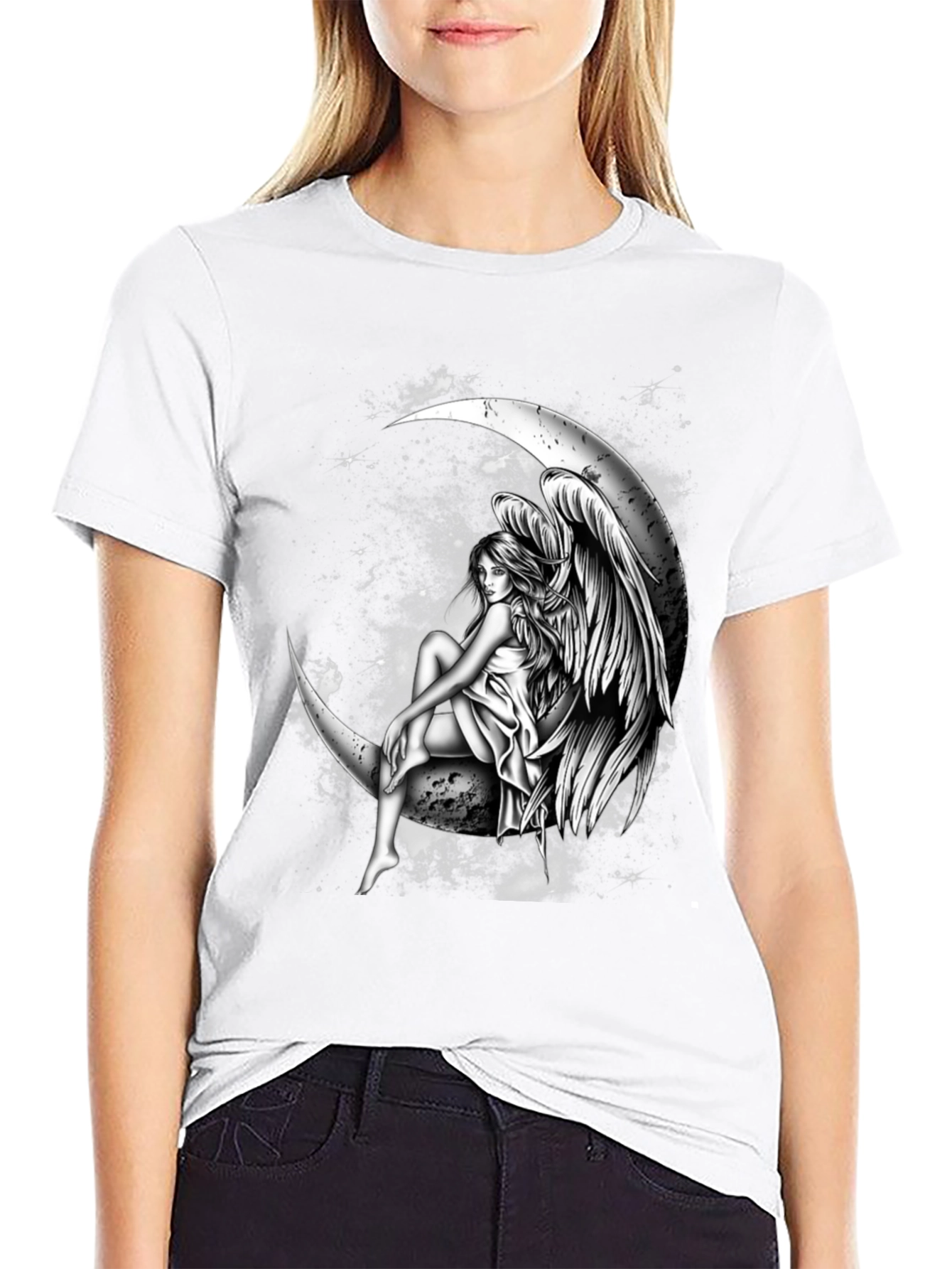 Black Moon Angel Graphic Tee - Dark T-Shirt view 9