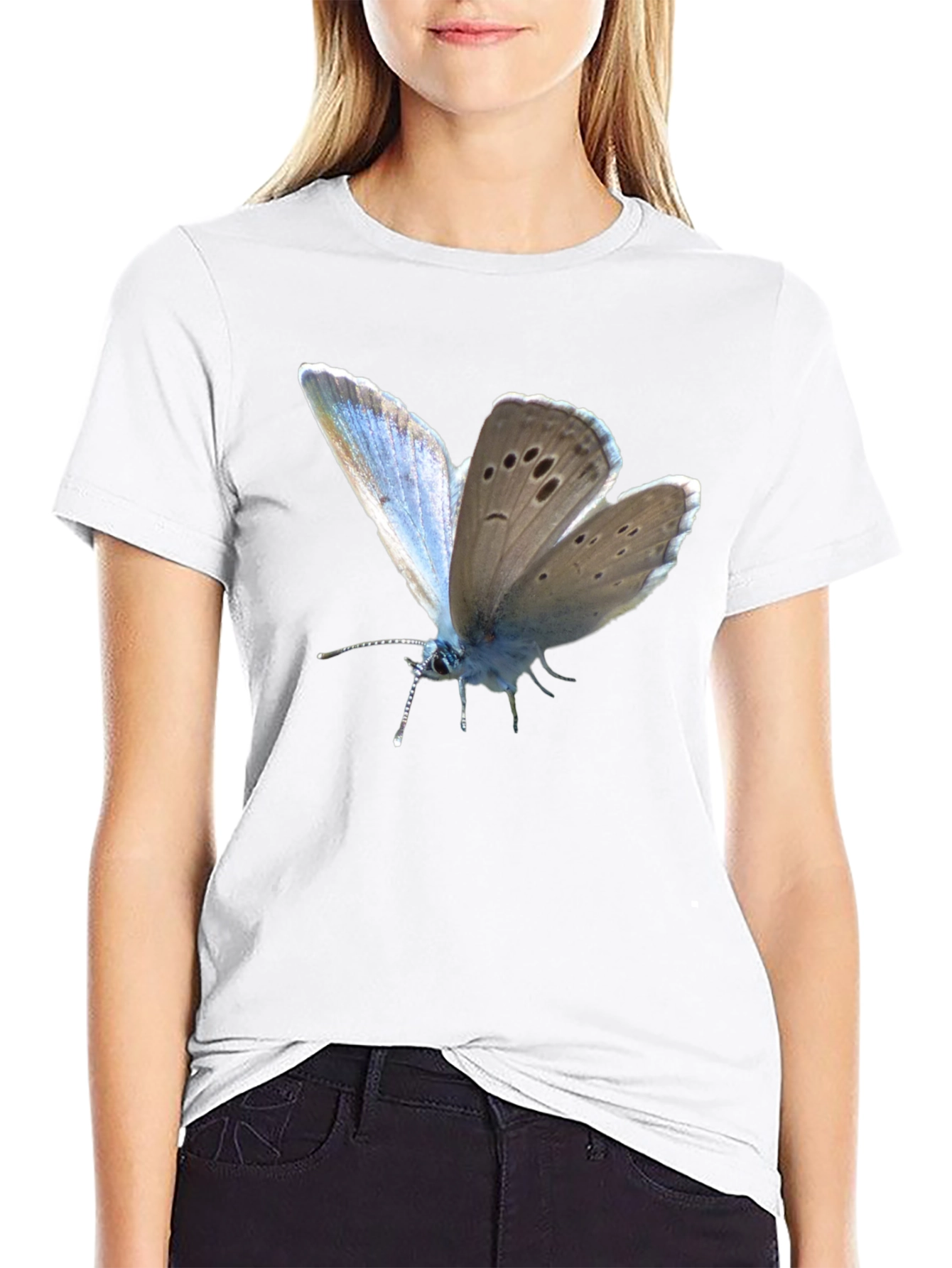 Black Butterfly Print Black T-Shirt view 9