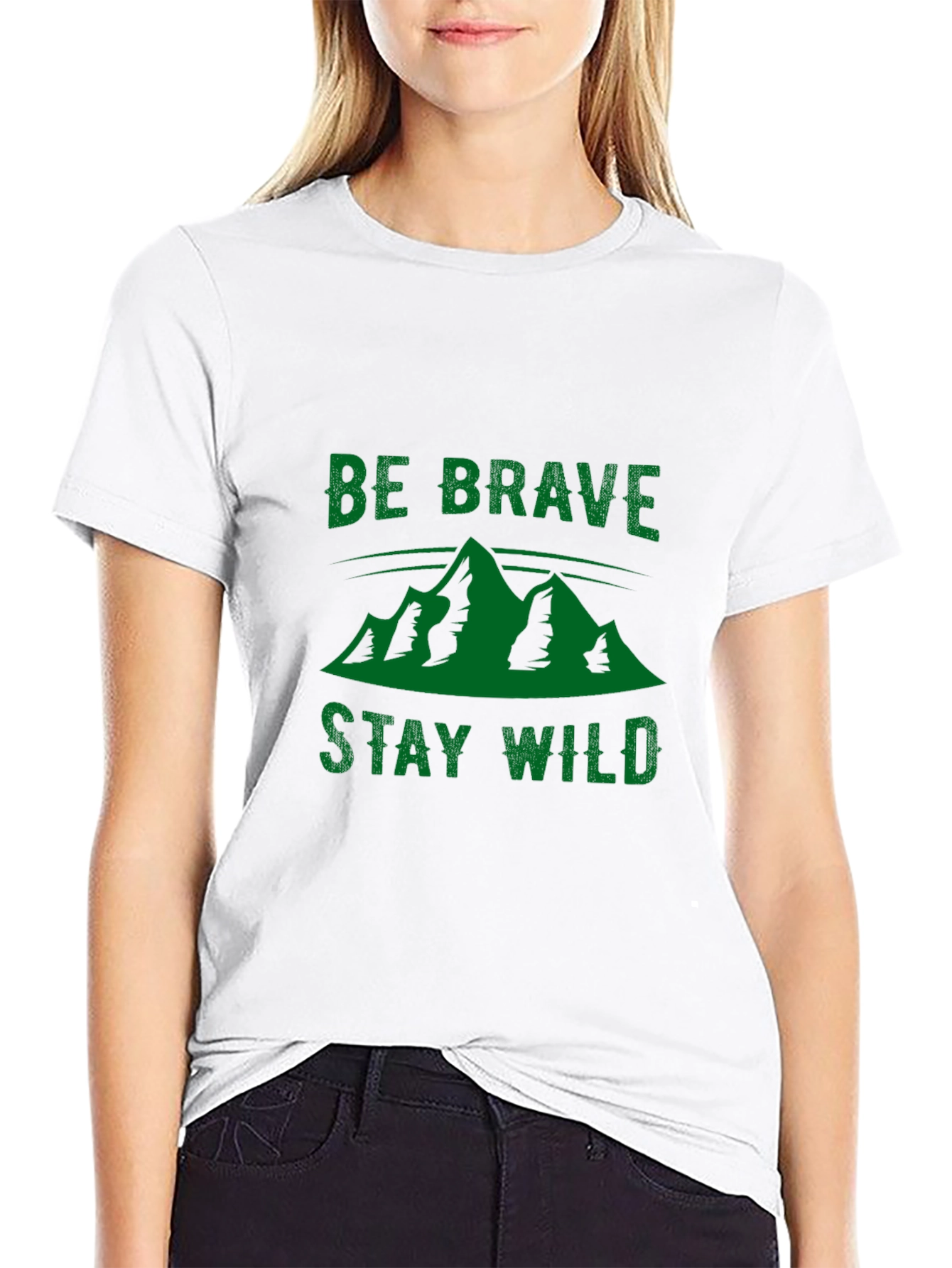 Black Be Brave Stay Wild Black Graphic Tee view 9