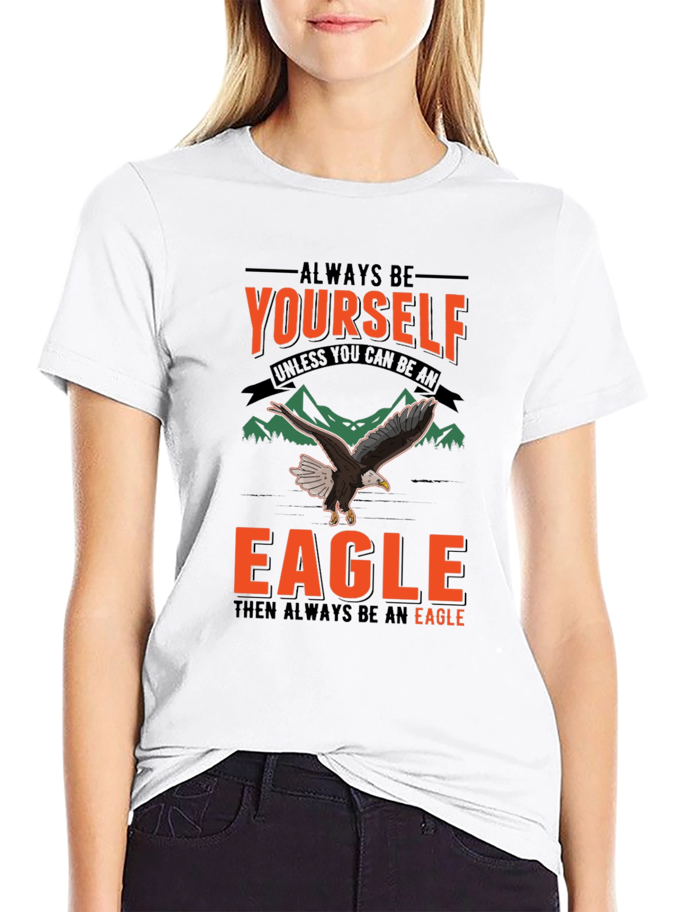 Black Always Be Yourself Eagle Graphic T-Shirt view 9