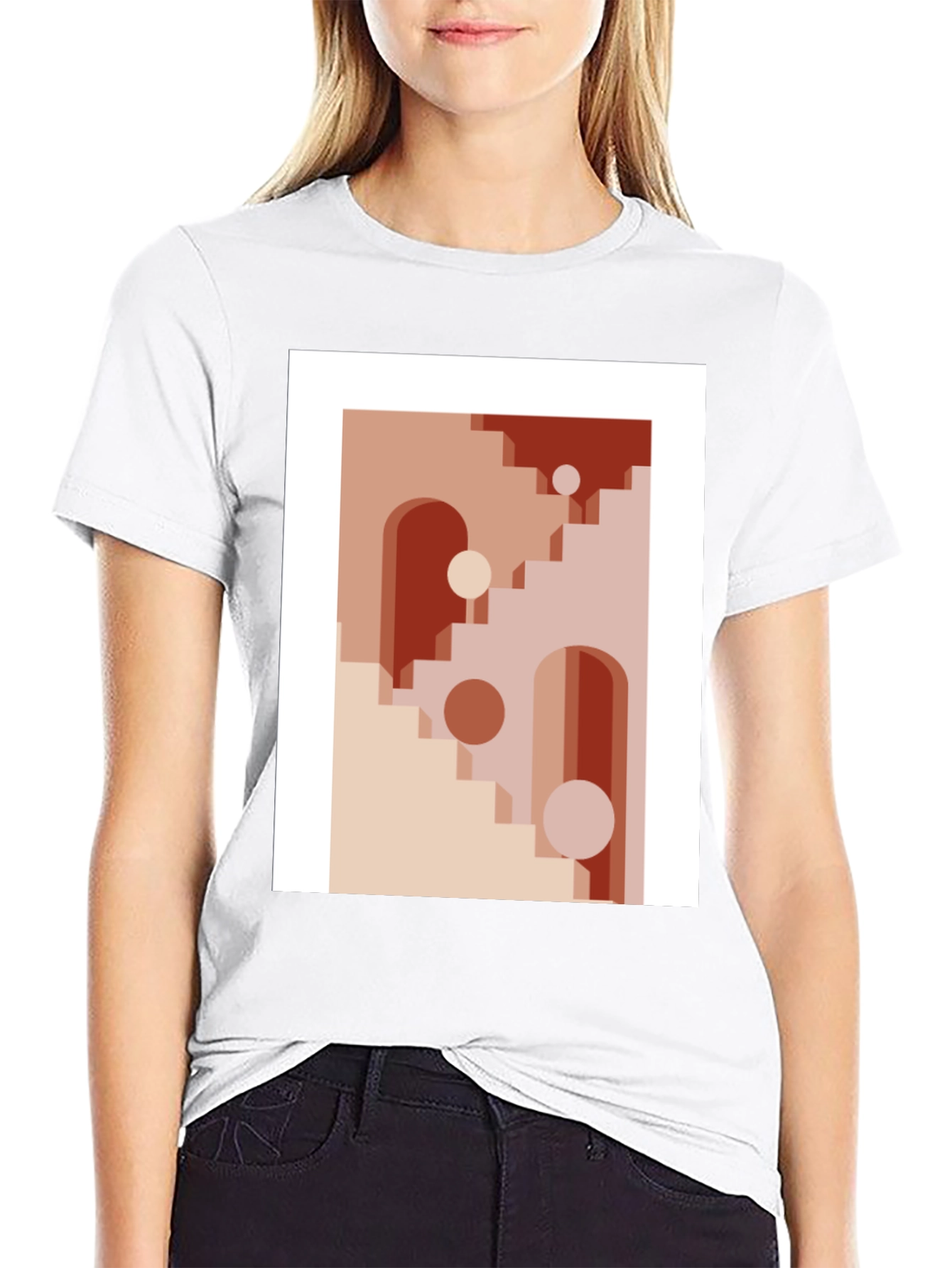 Black Abstract Geometric Graphic Print T-Shirt view 9