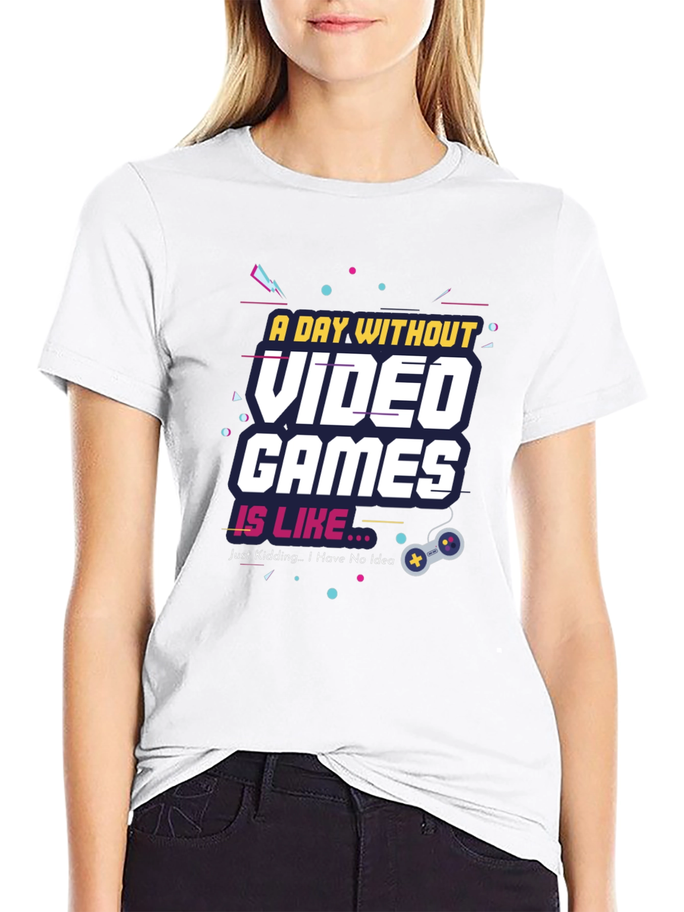 Black A Day Without Video Games Funny T-Shirt view 9