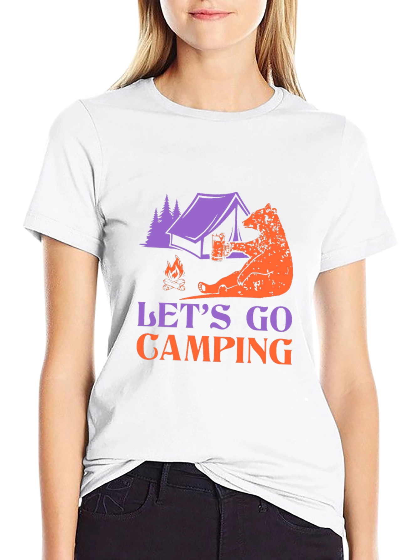 Black Camping Bear T-Shirt view 9