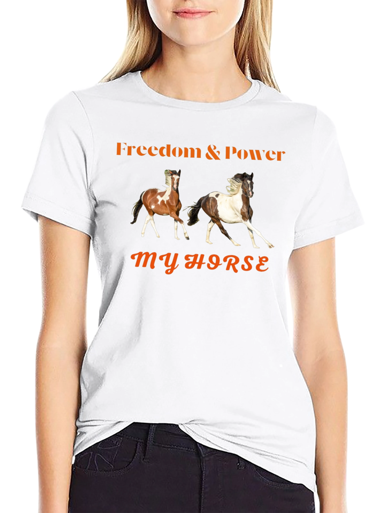 Black Freedom & Power Horse Graphic T-Shirt view 9