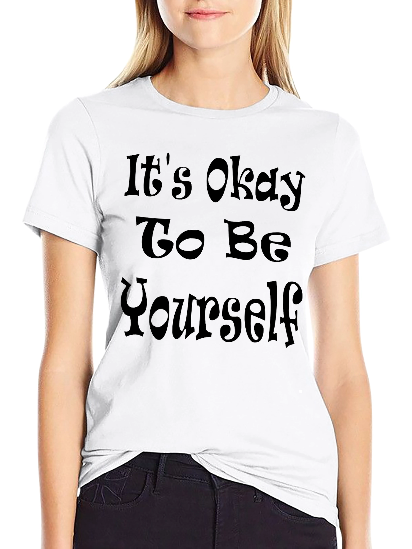 Black It's Okay to Be Yourself Graphic Tee view 9