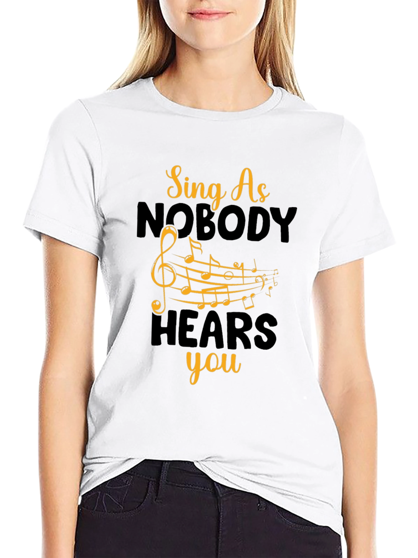 Sing As Nobody Hears You - Black Graphic T-Shirt - 9