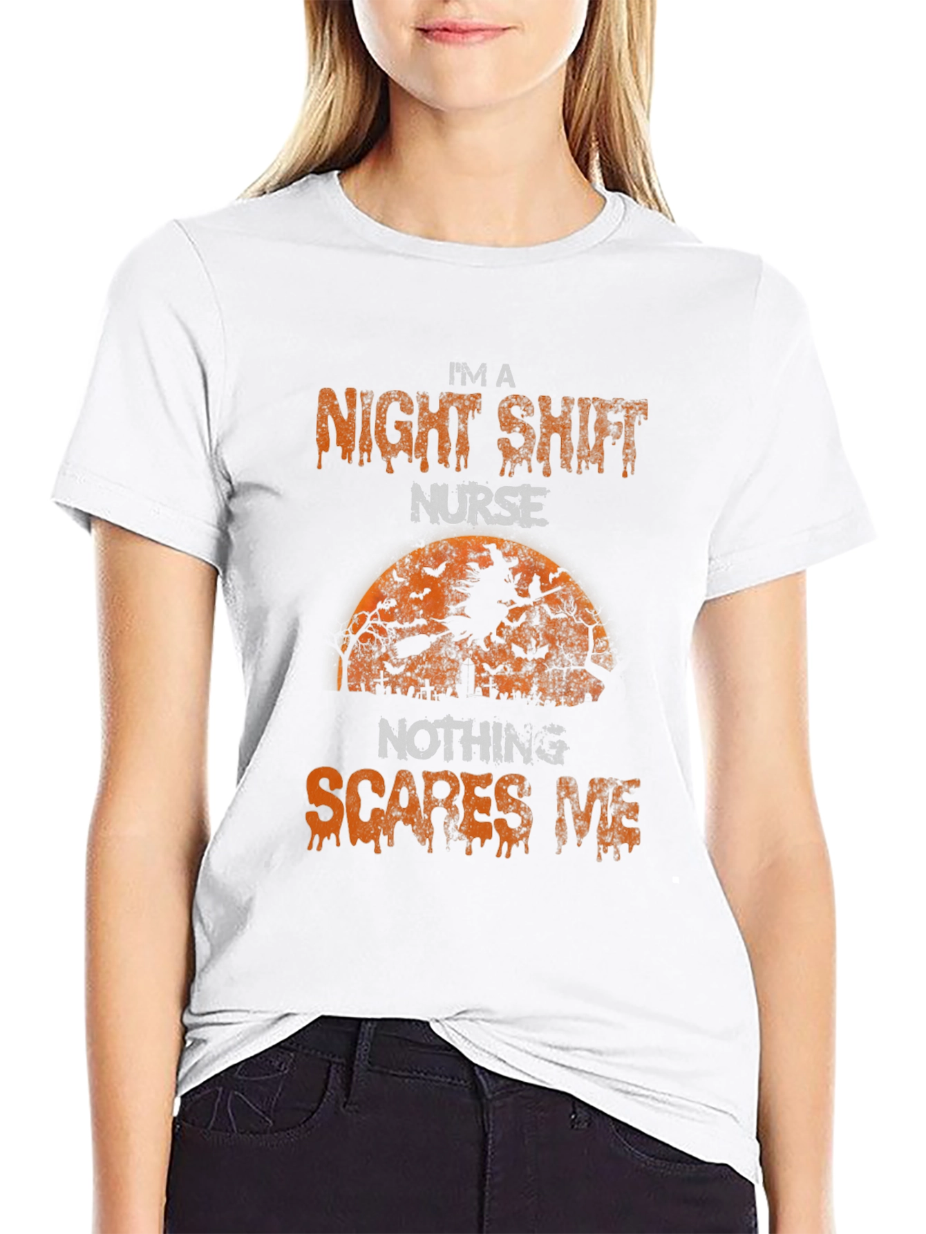 Black Night Shift Nurse Halloween T-Shirt view 9