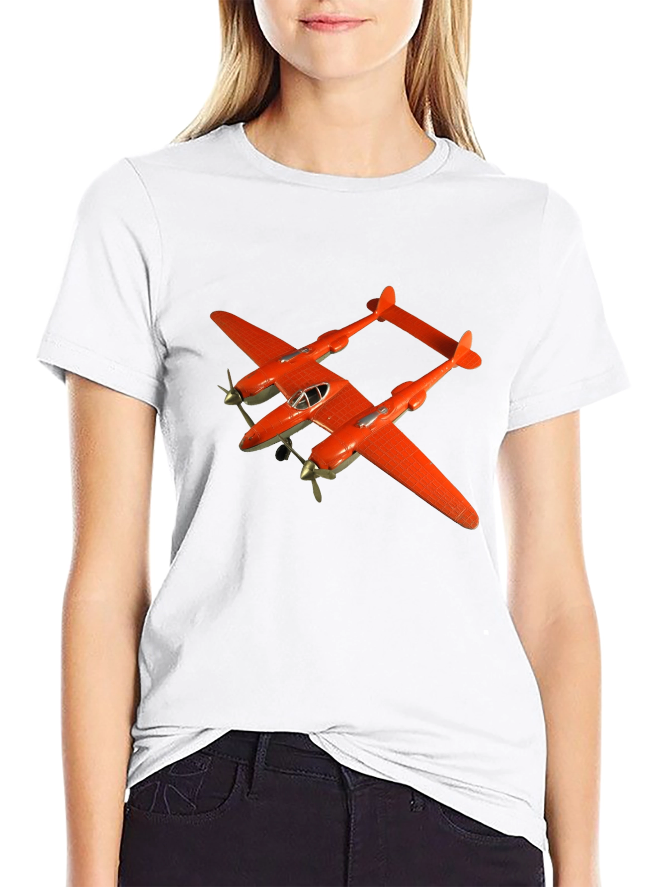 Black Retro Plane T-Shirt - Black Cotton Tee view 9