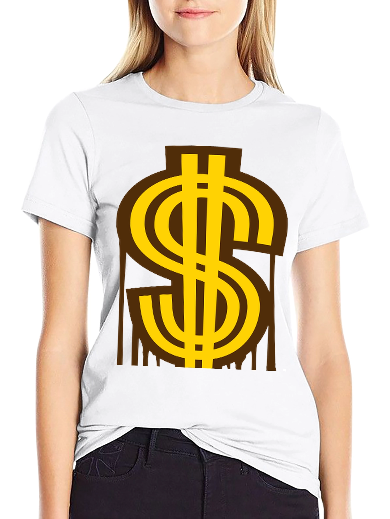 Black Gold Dollar Sign Graphic Tee view 9