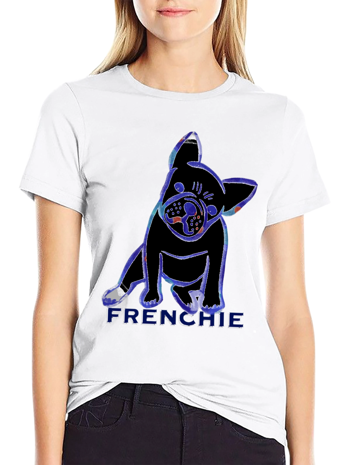 Black Frenchie Dog Graphic T-Shirt view 9