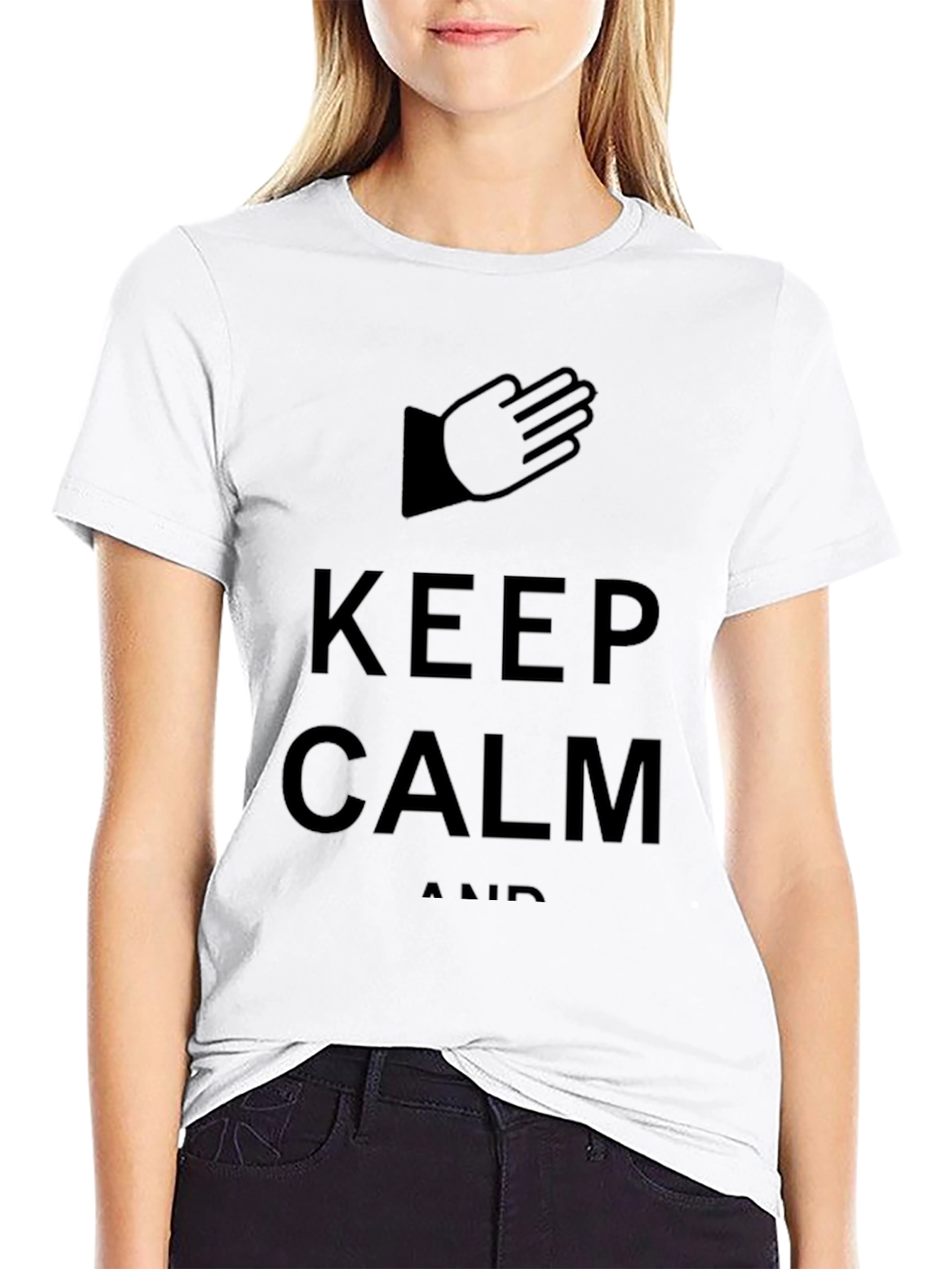 Black Keep Calm Black Graphic T-Shirt view 9