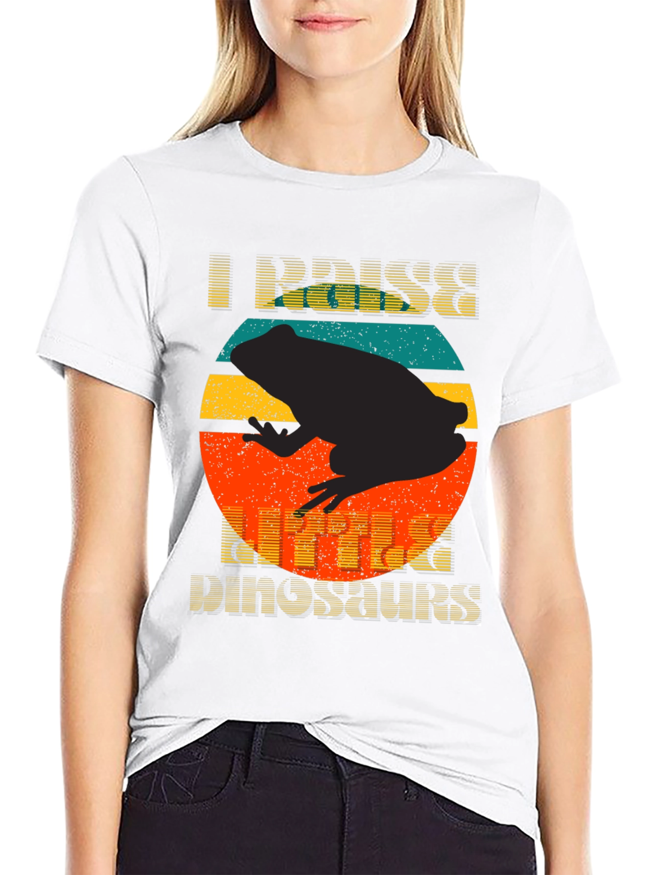 Black I Raise Little Dinosaurs Funny Frog T-Shirt view 9