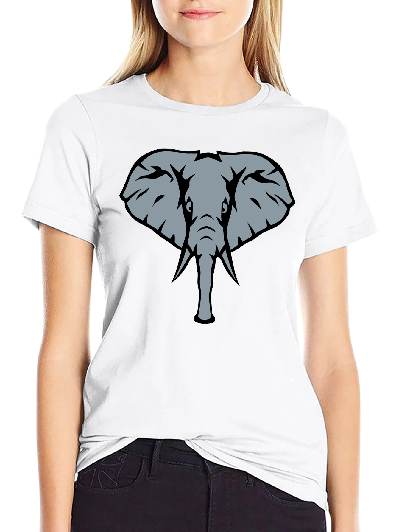 Black Elephant Graphic Print Black T-Shirt view 9