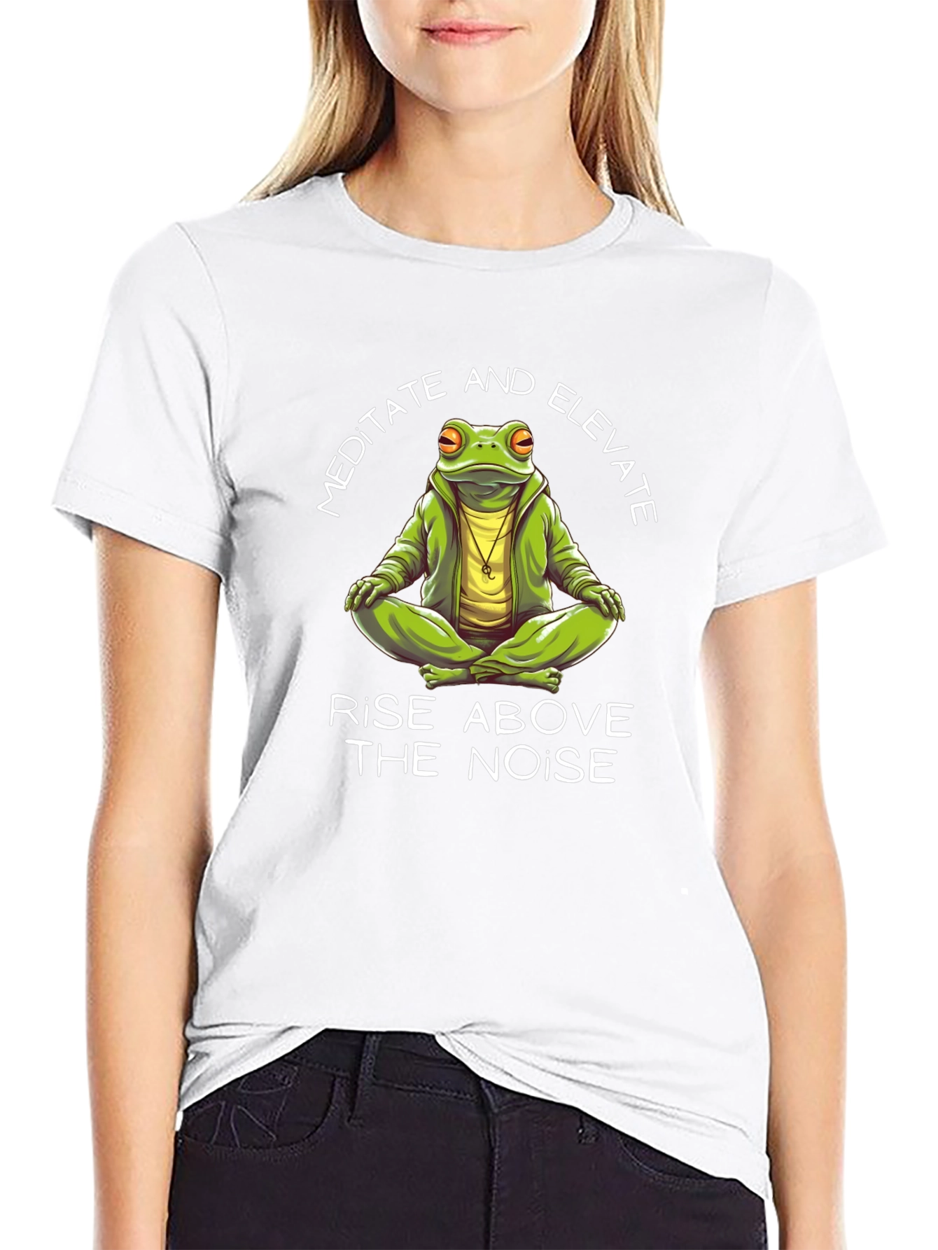 Black Meditate and Elevate Frog Graphic Tee view 9