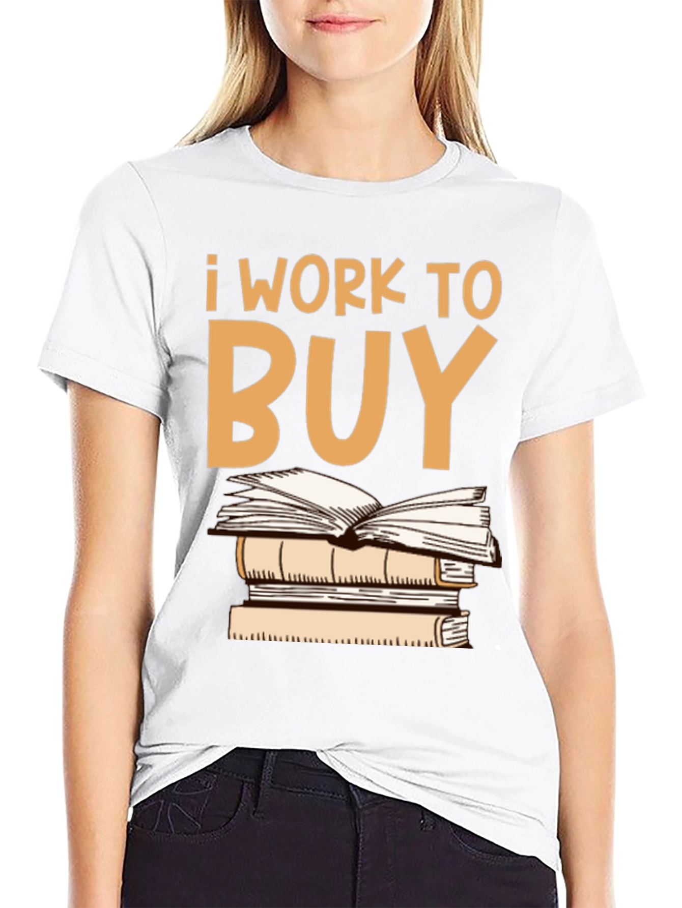 Black I Work To Buy Books Graphic Tee view 9