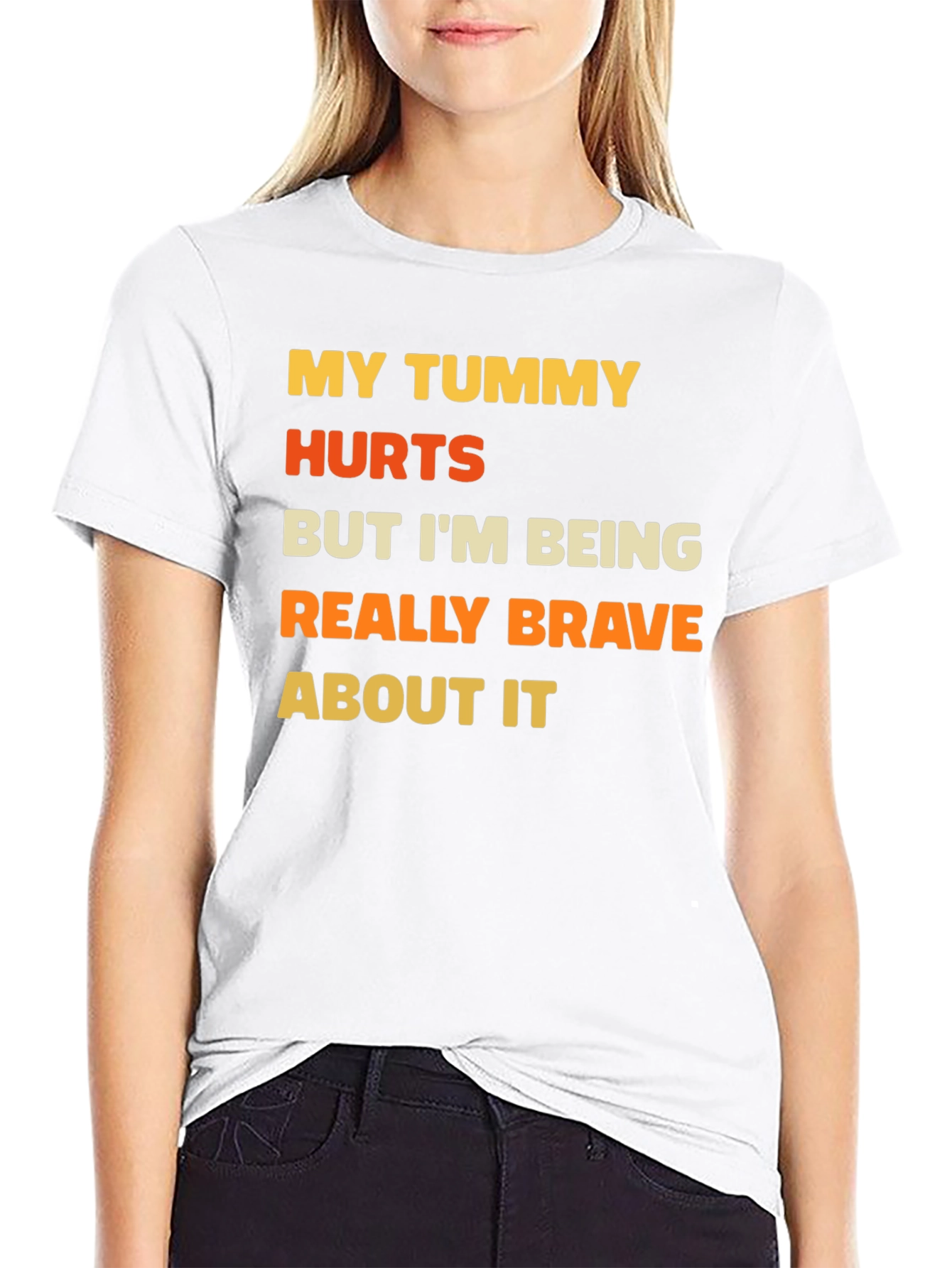 Black Funny Tummy Hurts Brave Graphic Tee view 9