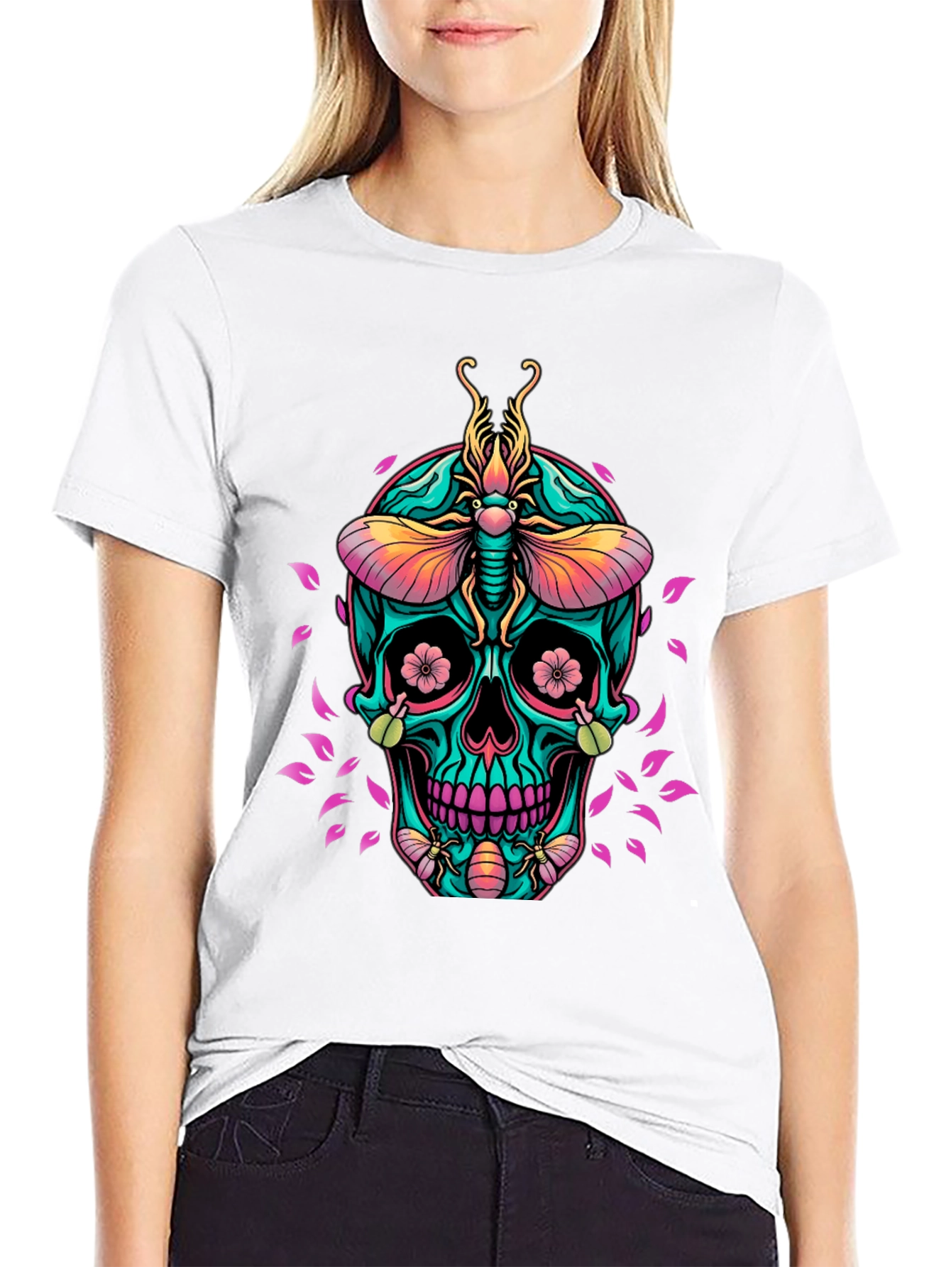 Black Skull & Bugs Graphic Tee view 9