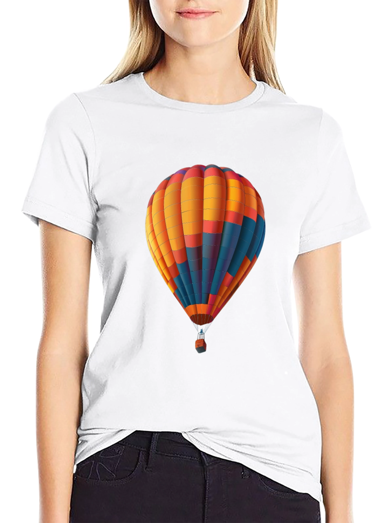Black Hot Air Balloon Graphic Tee - Stylish & Unique view 9