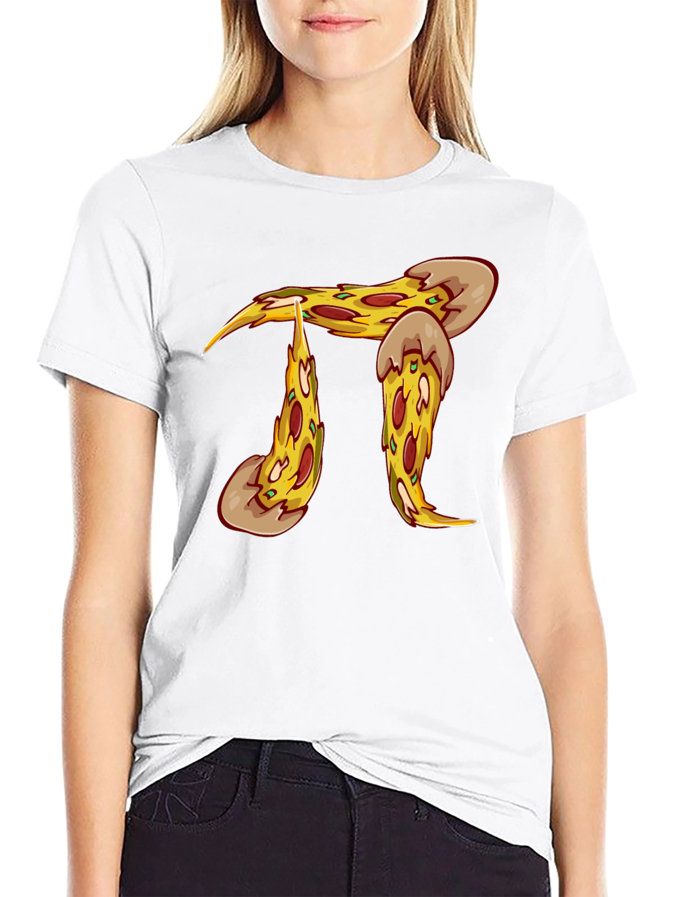 Black Pizza Pi Graphic T-Shirt - Black Cotton Blend view 9