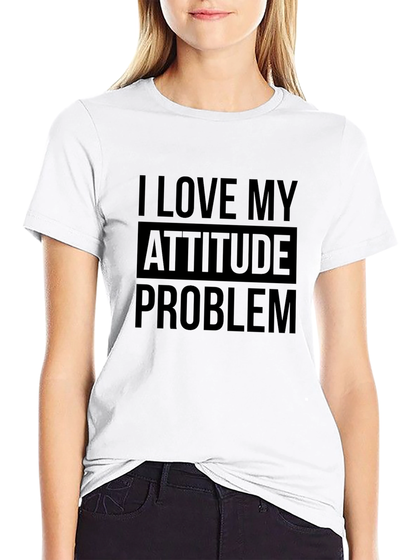 Black I Love My Attitude Problem T-Shirt view 9